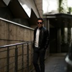 SILENCE (サイレンス) Single Rib Leather Jacket (シングル リブ レザー ジャケット) Lambskin Nappa Leather (ラムナッパ レザー) シングル ライダース ジャケット NERO (ブラック) Made in italy (イタリア製) 2019 春夏新作のイメージ