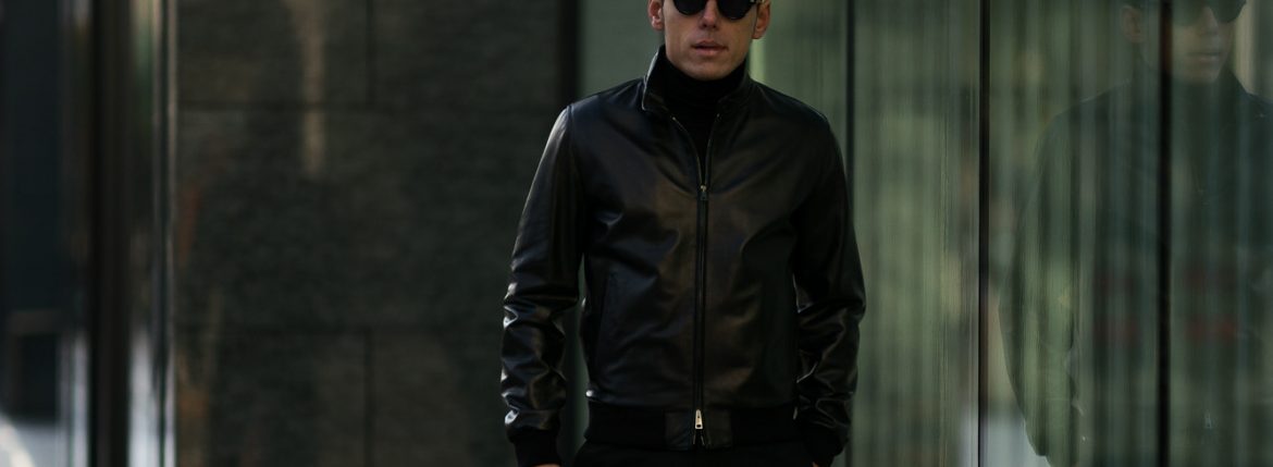 SILENCE (サイレンス) Single Rib Leather Jacket (シングル リブ レザー ジャケット) Lambskin Nappa Leather (ラムナッパ レザー) シングル ライダース ジャケット NERO (ブラック) Made in italy (イタリア製) 2019 春夏新作 愛知 名古屋 東京 大阪 alto e diritto アルトエデリット altoediritto