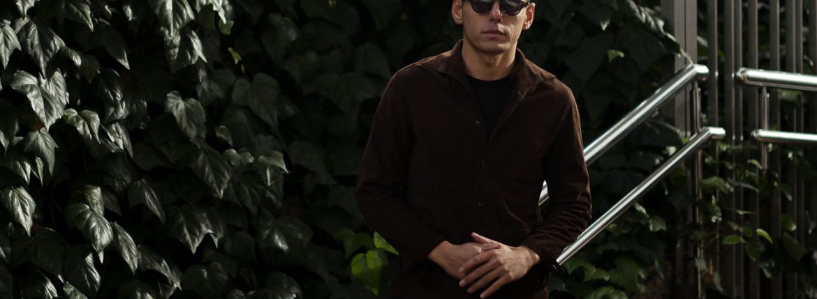 Alfredo Rifugio (アルフレード リフージオ) SS326 CAMOSCIO Summer Suede Leather Shirts サマースウェード レザーシャツ BROWN (ブラウン) made in italy (イタリア製) 2019 春夏 【ご予約受付中】のイメージ