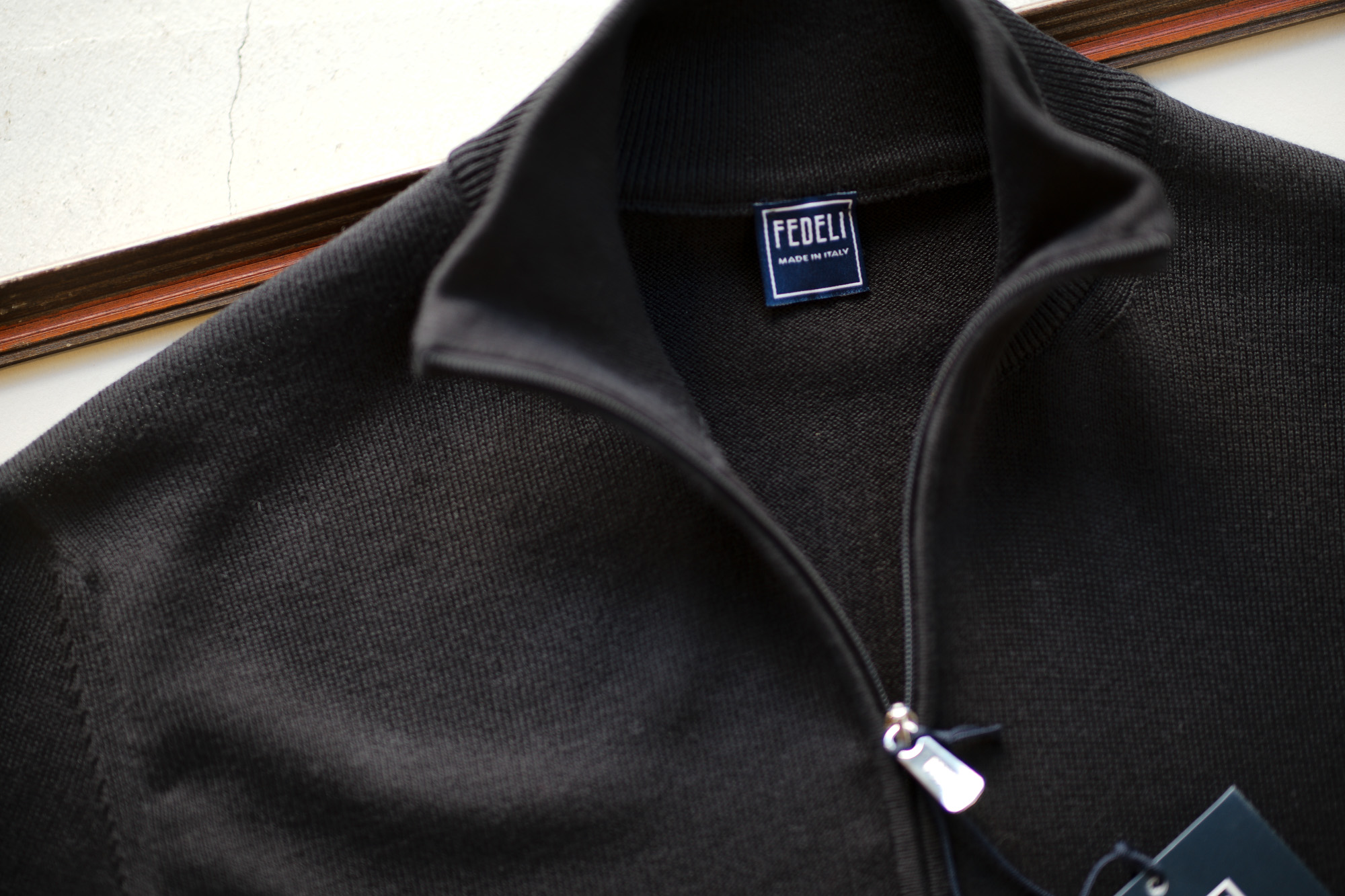 FEDELI (フェデーリ) Zip Up Cardigan (ジップアップ カーディガン) スーピマコットン ニット カーディガン BLACK (ブラック・36) made in italy (イタリア製) 2019 春夏新作 愛知 名古屋 altoediritto アルトエデリット