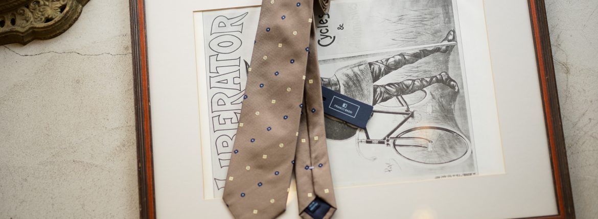 FRANCO BASSI (フランコバッシ) FLOWER TIE (フラワータイ) シルク ジャガード フラワー ネクタイ BEIGE (ベージュ・2) Made in italy (イタリア製) 2019 春夏新作 francobassi フランコバッシ 愛知 名古屋 altoediritto アルトエデリット タイ ネクタイ