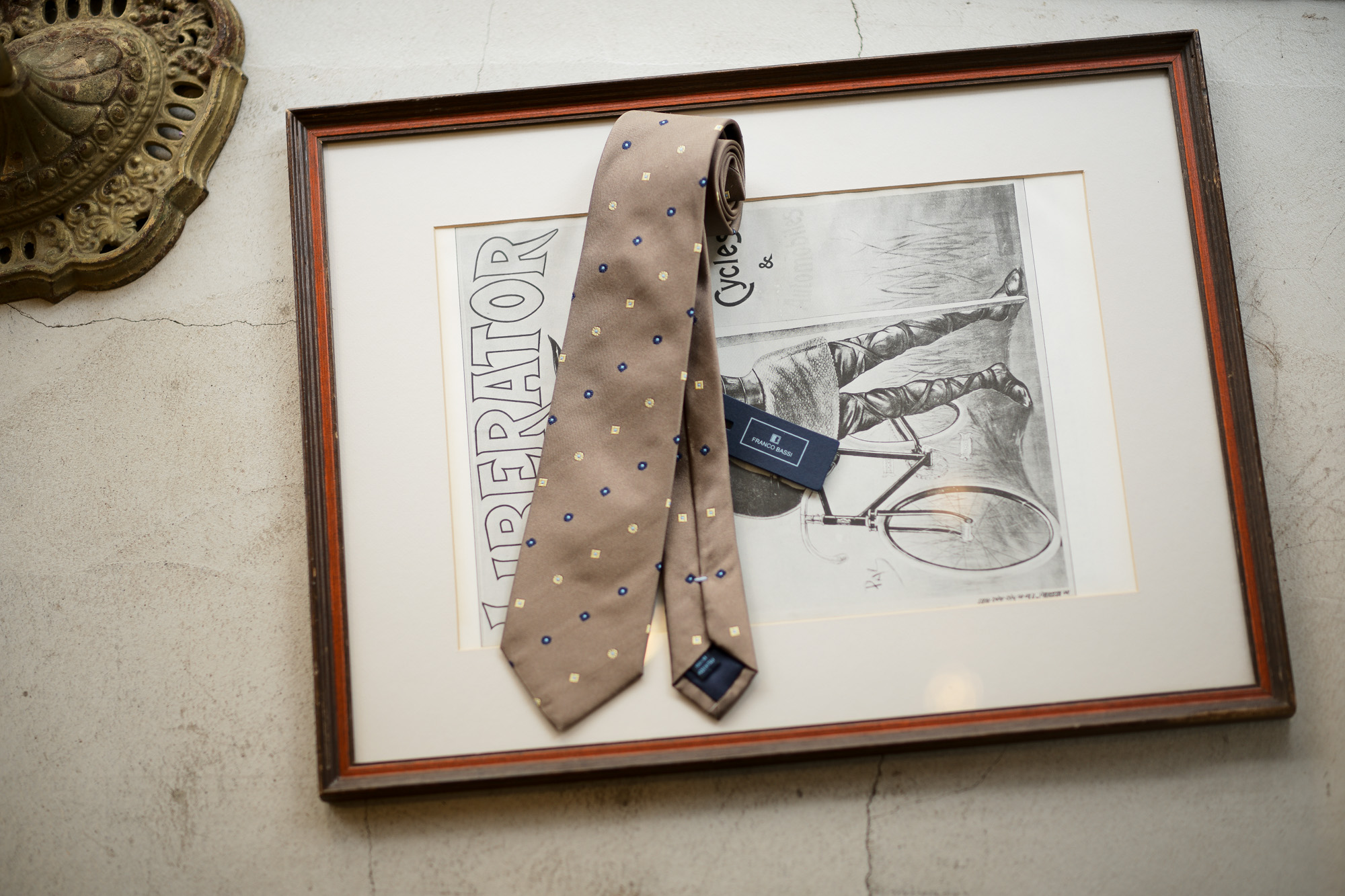 FRANCO BASSI (フランコバッシ) FLOWER TIE (フラワータイ) シルク ジャガード フラワー ネクタイ BEIGE (ベージュ・2) Made in italy (イタリア製) 2019 春夏新作 francobassi フランコバッシ 愛知 名古屋 altoediritto アルトエデリット タイ ネクタイ