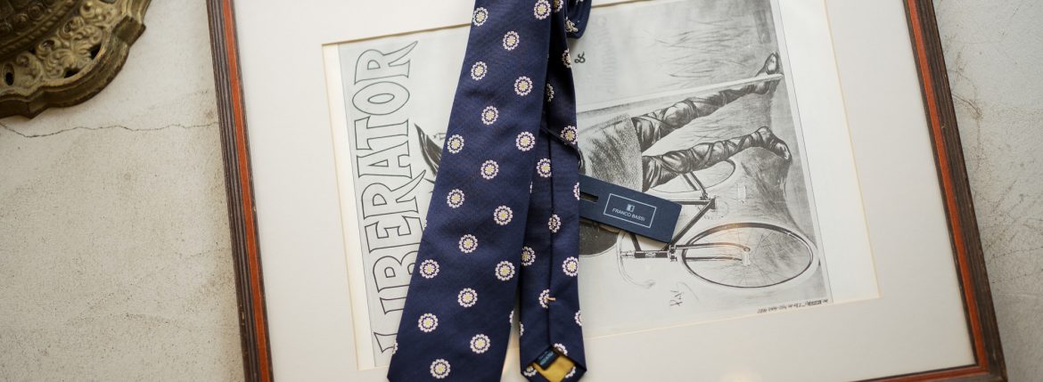 FRANCO BASSI (フランコバッシ) FLOWER TIE (フラワータイ) シルク ジャガード フラワー ネクタイ NAVY (ネイビー・2) Made in italy (イタリア製) 2019 春夏新作 francobassi フランコバッシ 愛知 名古屋 Alto e Diritto アルト エ デリット タイ ネクタイ