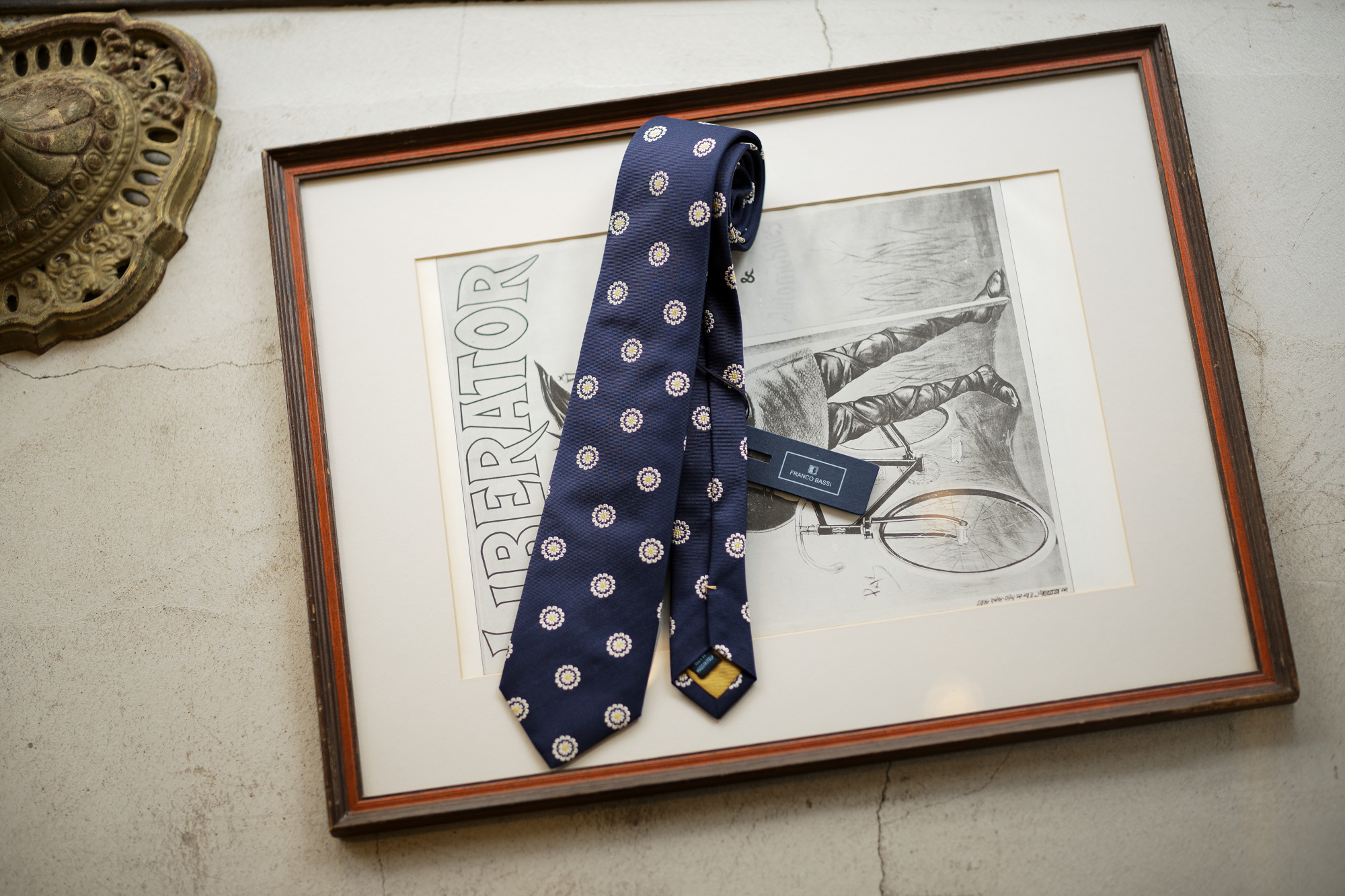 FRANCO BASSI (フランコバッシ) FLOWER TIE (フラワータイ) シルク ジャガード フラワー ネクタイ NAVY (ネイビー・2) Made in italy (イタリア製) 2019 春夏新作 francobassi フランコバッシ 愛知 名古屋 Alto e Diritto アルト エ デリット タイ ネクタイ