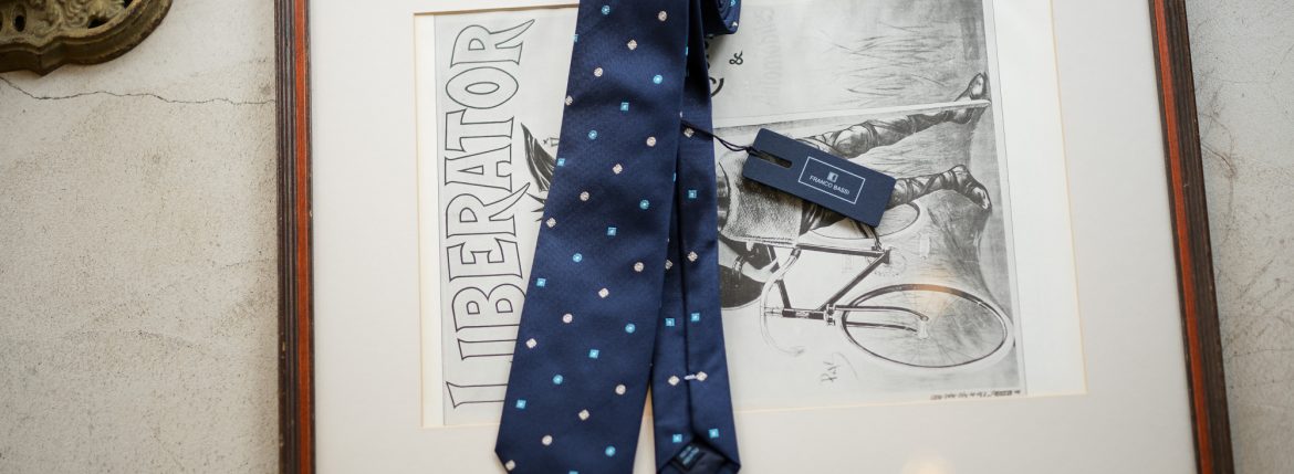 FRANCO BASSI (フランコバッシ) FLOWER TIE (フラワータイ) シルク ジャガード フラワー ネクタイ NAVY (ネイビー・5) Made in italy (イタリア製) 2019 春夏新作 francobassi フランコバッシ 愛知 名古屋 altoediritto アルトエデリット タイ ネクタイ