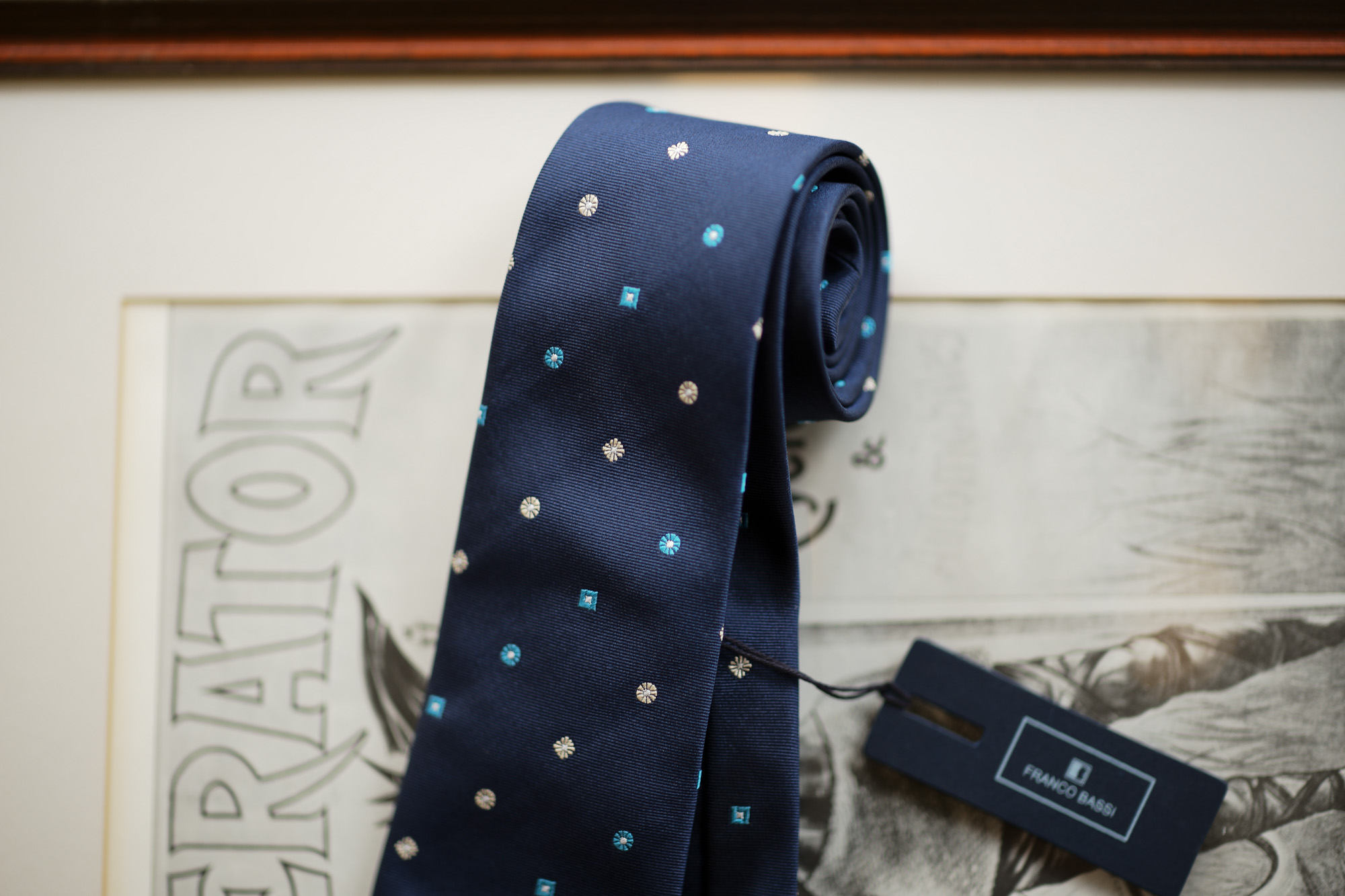 FRANCO BASSI (フランコバッシ) FLOWER TIE (フラワータイ) シルク ジャガード フラワー ネクタイ NAVY (ネイビー・5) Made in italy (イタリア製) 2019 春夏新作 francobassi フランコバッシ 愛知 名古屋 altoediritto アルトエデリット タイ ネクタイ