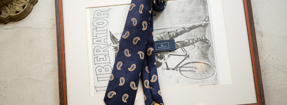 FRANCO BASSI (フランコバッシ) PAISLEY TIE (ペイズリータイ) シルク ジャガード ペイズリー ネクタイ NAVY (ネイビー・4) Made in italy (イタリア製) 2019 春夏新作のイメージ