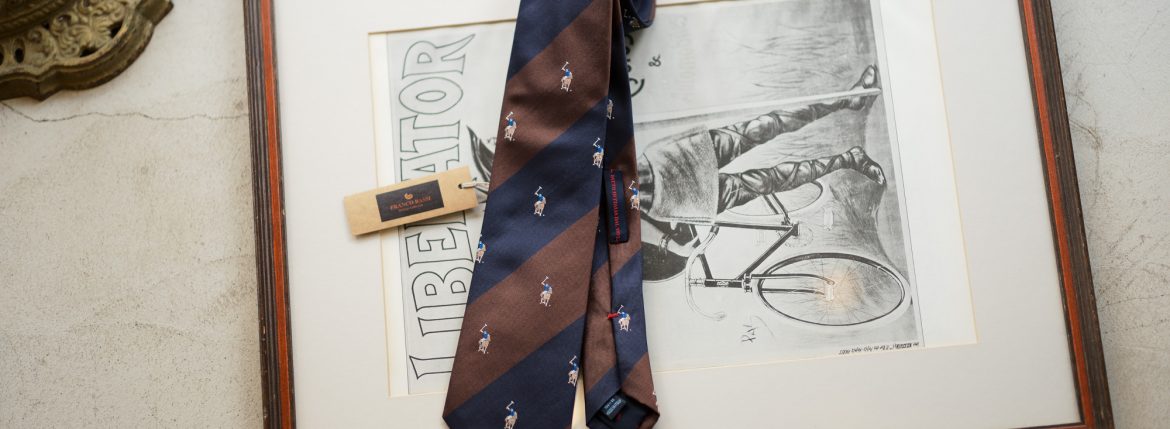 FRANCO BASSI (フランコバッシ) STRIPE TIE (ストライプタイ) シルク ジャガード ストライプ ネクタイ BROWN×NAVY (ブラウン×ネイビー・4) Made in italy (イタリア製) 2019 春夏新作 francobassi フランコバッシ 愛知 名古屋 altoediritto アルトエデリット タイ ネクタイ