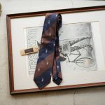 FRANCO BASSI (フランコバッシ) STRIPE TIE (ストライプタイ) シルク ジャガード ストライプ ネクタイ BROWN×NAVY (ブラウン×ネイビー・4) Made in italy (イタリア製) 2019 春夏新作のイメージ