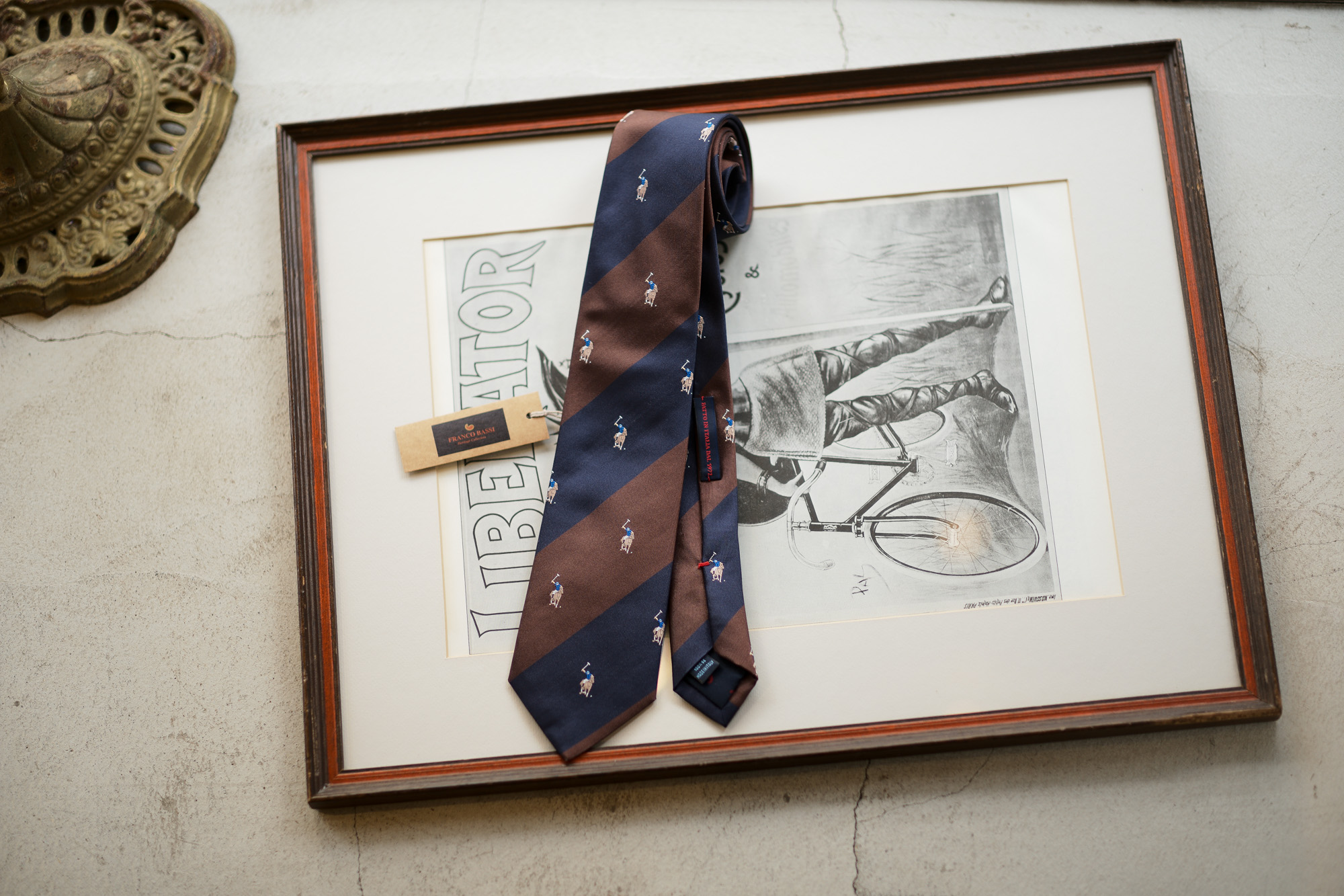 FRANCO BASSI (フランコバッシ) STRIPE TIE (ストライプタイ) シルク ジャガード ストライプ ネクタイ BROWN×NAVY (ブラウン×ネイビー・4) Made in italy (イタリア製) 2019 春夏新作 francobassi フランコバッシ 愛知 名古屋 altoediritto アルトエデリット タイ ネクタイ