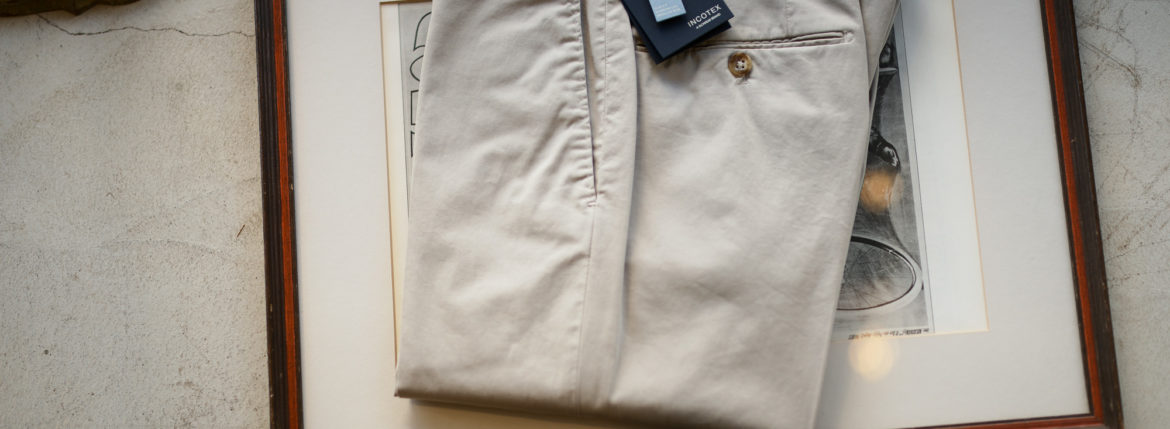 INCOTEX (インコテックス) N35 SLIM FIT (1NGW35) HIGH COMFORT ROYAL BATAVIA コットン ストレッチ スラックス LIGHT BEIGE (ライトベージュ・425) 2019 春夏新作 愛知 名古屋 altoediritto アルトエデリット