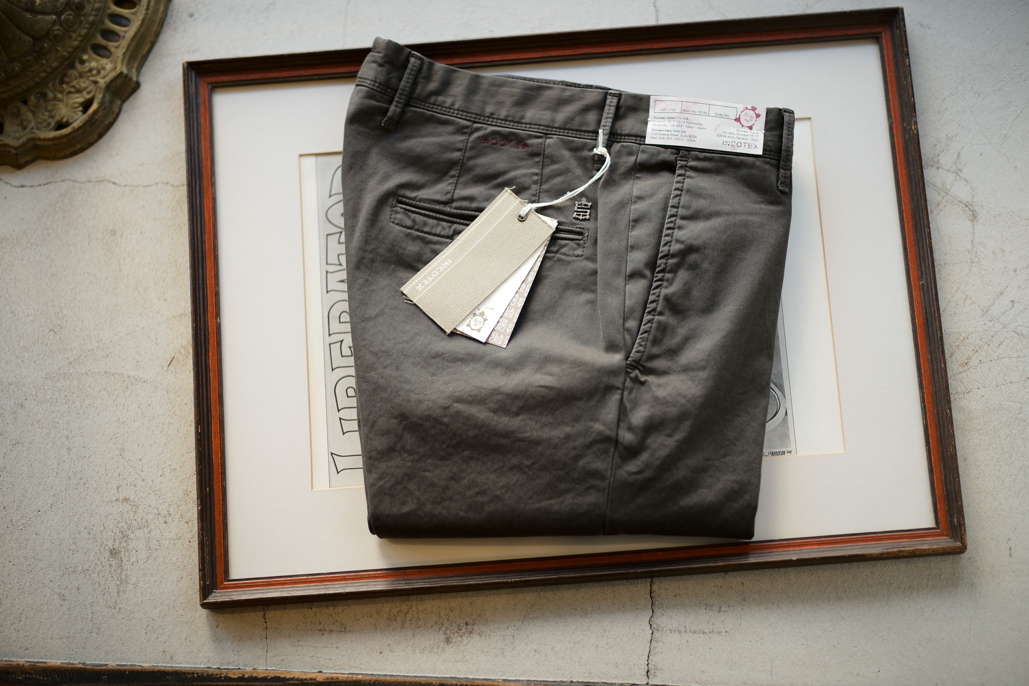 INCOTEX SLACKS（インコテックススラックス）10S100 SLIM FIT G.D. GABARDIND STRETCH ガーメントダイ ストレッチ コットン トラウザーズ チノパンツ BROWN (ブラウン・433) 2019 春夏新作 愛知 名古屋 alto e diritto アルトエデリット チノパンツ チノスラックス