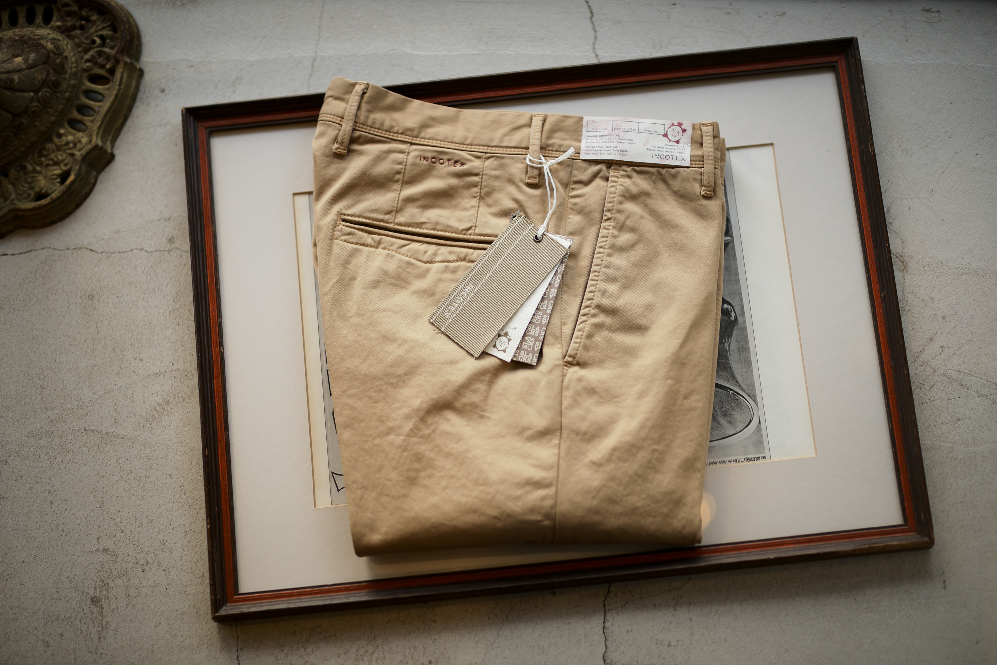 INCOTEX SLACKS（インコテックススラックス）10S100 SLIM FIT G.D. GABARDIND STRETCH ガーメントダイ ストレッチ コットン トラウザーズ チノパンツ BEIGE (ベージュ・512) 2019 春夏新作 incotexslacks 愛知 名古屋 altoediritto アルトエデリット