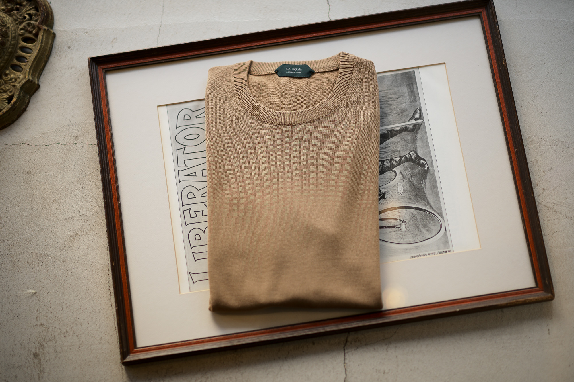 ZANONE (ザノーネ) Crew Neck Sweater (クルーネックセーター) コットンニット サマーセーター BEIGE (ベージュ・Z0866) made in italy (イタリア製) 2019 秋冬新作 愛知 名古屋 altoediritto アルトエデリット