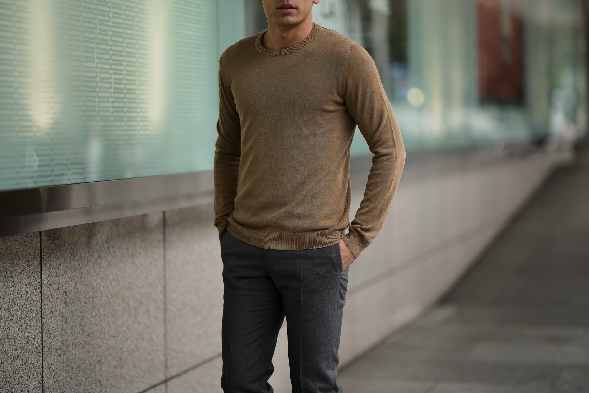 ZANONE (ザノーネ) Crew Neck Sweater (クルーネックセーター) コットンニット サマーセーター BEIGE (ベージュ・Z0866) made in italy (イタリア製) 2019 春夏新作 愛知 名古屋 altoediritto アルトエデリット