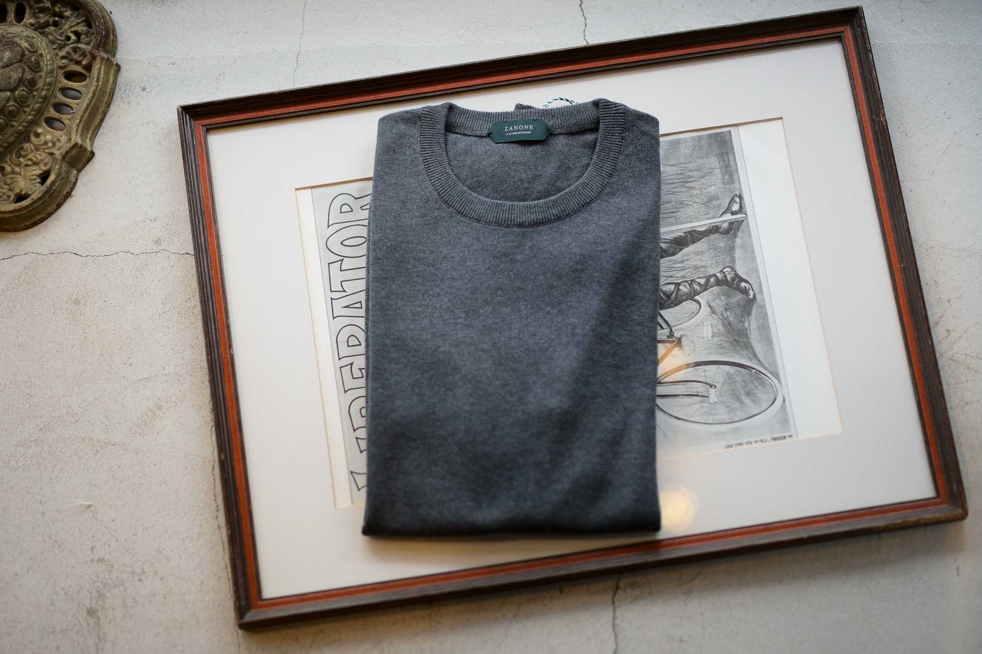 ZANONE (ザノーネ) Crew Neck Sweater (クルーネックセーター) コットンニット サマーセーター CHARCOAL GRAY (チャコールグレー・Z3340) made in italy (イタリア製) 2019 秋冬新作 愛知 名古屋 altoediritto アルトエデリット