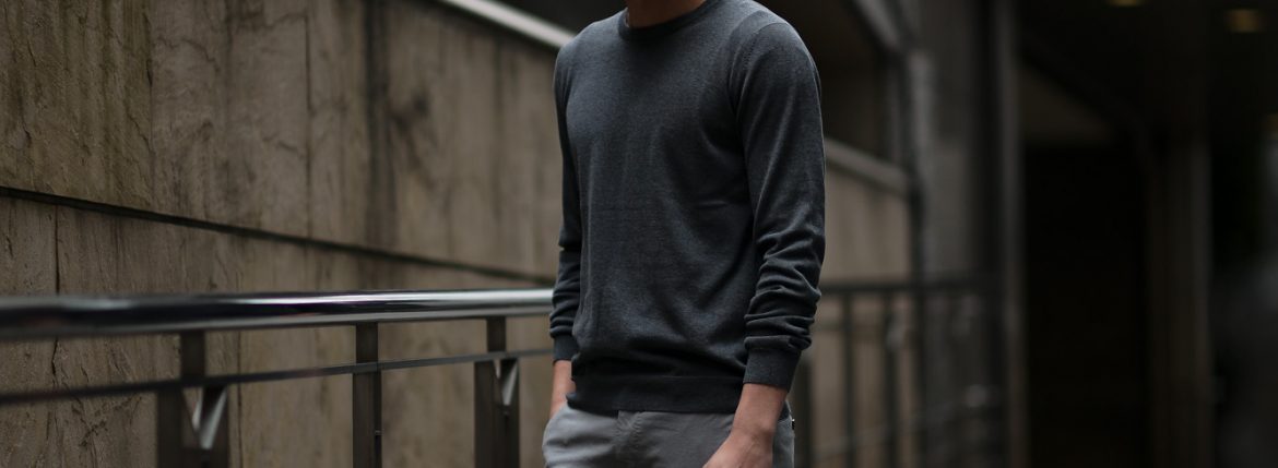 ZANONE (ザノーネ) Crew Neck Sweater (クルーネックセーター) コットンニット サマーセーター CHARCOAL GRAY (チャコールグレー・Z3340) made in italy (イタリア製) 2019 春夏新作 愛知 名古屋 altoediritto アルトエデリット