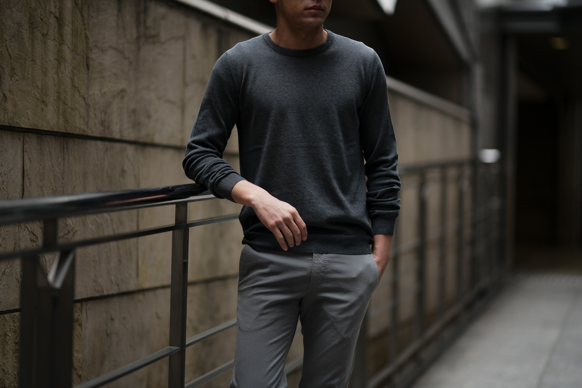 ZANONE (ザノーネ) Crew Neck Sweater (クルーネックセーター) コットンニット サマーセーター CHARCOAL GRAY (チャコールグレー・Z3340) made in italy (イタリア製) 2019 春夏新作 愛知 名古屋 altoediritto アルトエデリット