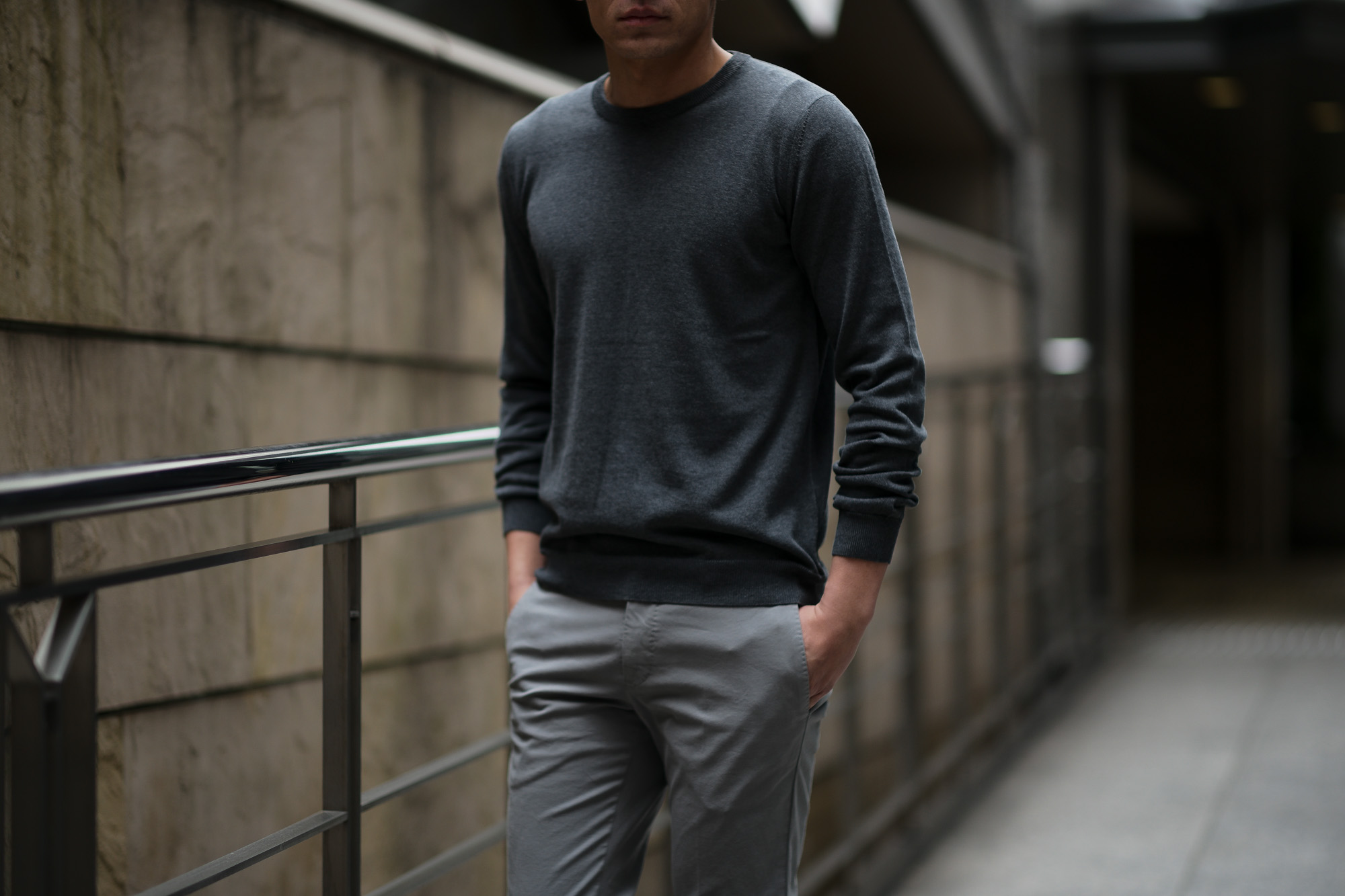 ZANONE (ザノーネ) Crew Neck Sweater (クルーネックセーター) コットンニット サマーセーター CHARCOAL GRAY (チャコールグレー・Z3340) made in italy (イタリア製) 2019 春夏新作 愛知 名古屋 altoediritto アルトエデリット