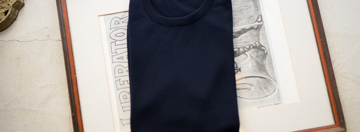 ZANONE (ザノーネ) Crew Neck Sweater (クルーネックセーター) コットンニット サマーセーター NAVY (ネイビー・Z0542) made in italy (イタリア製) 2019 春夏新作 愛知 名古屋 altoediritto アルトエデリット