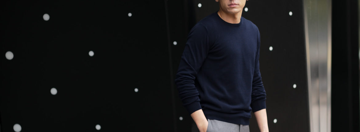 ZANONE (ザノーネ) Crew Neck Sweater (クルーネックセーター) コットンニット サマーセーター NAVY (ネイビー・Z0542) made in italy (イタリア製) 2019 春夏新作 愛知 名古屋 altoediritto アルトエデリット