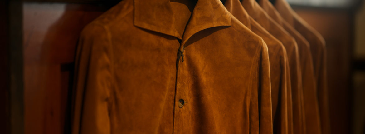 Alfredo Rifugio (アルフレード リフージオ) SS326 CAMOSCIO Summer Suede Leather Shirts サマースウェード レザーシャツ CAMEL (キャメル) made in italy (イタリア製) 2019 春夏新作 【2019春夏第1便入荷しました】【2019春夏フリー分発売開始】のイメージ