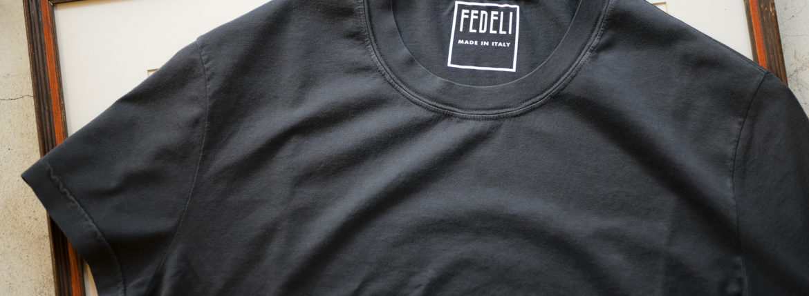 FEDELI (フェデーリ) Crew Neck T-shirt (クルーネック Tシャツ) ギザコットン Tシャツ BLACK (ブラック・36) made in italy (イタリア製) 2019 春夏新作 愛知 名古屋　altoediritto アルトエデリット