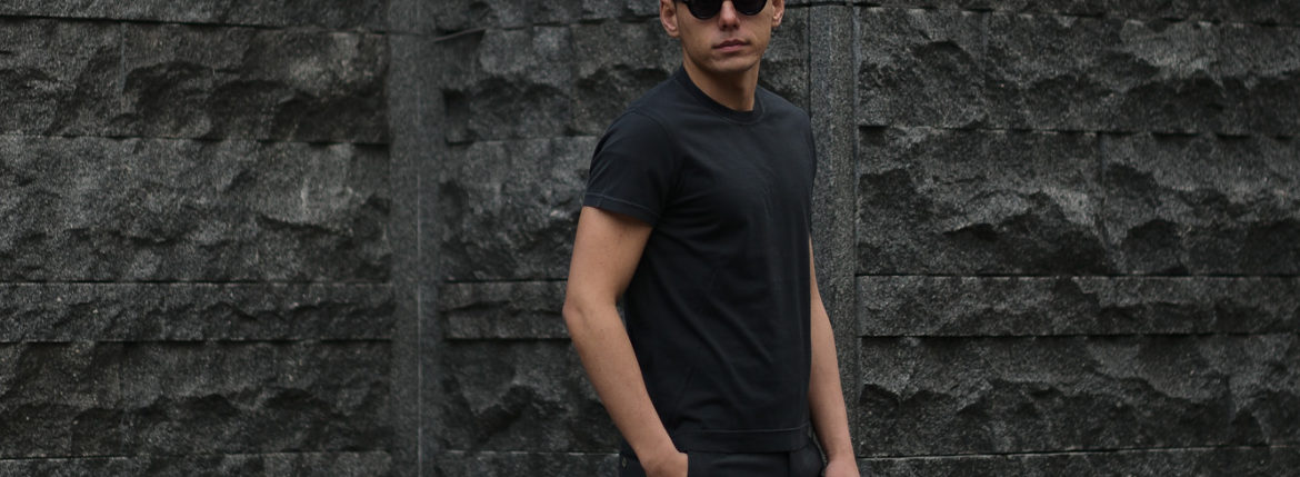 FEDELI (フェデーリ) Crew Neck T-shirt (クルーネック Tシャツ) ギザコットン Tシャツ BLACK (ブラック・36) made in italy (イタリア製) 2019 春夏新作 愛知 名古屋　altoediritto アルトエデリット