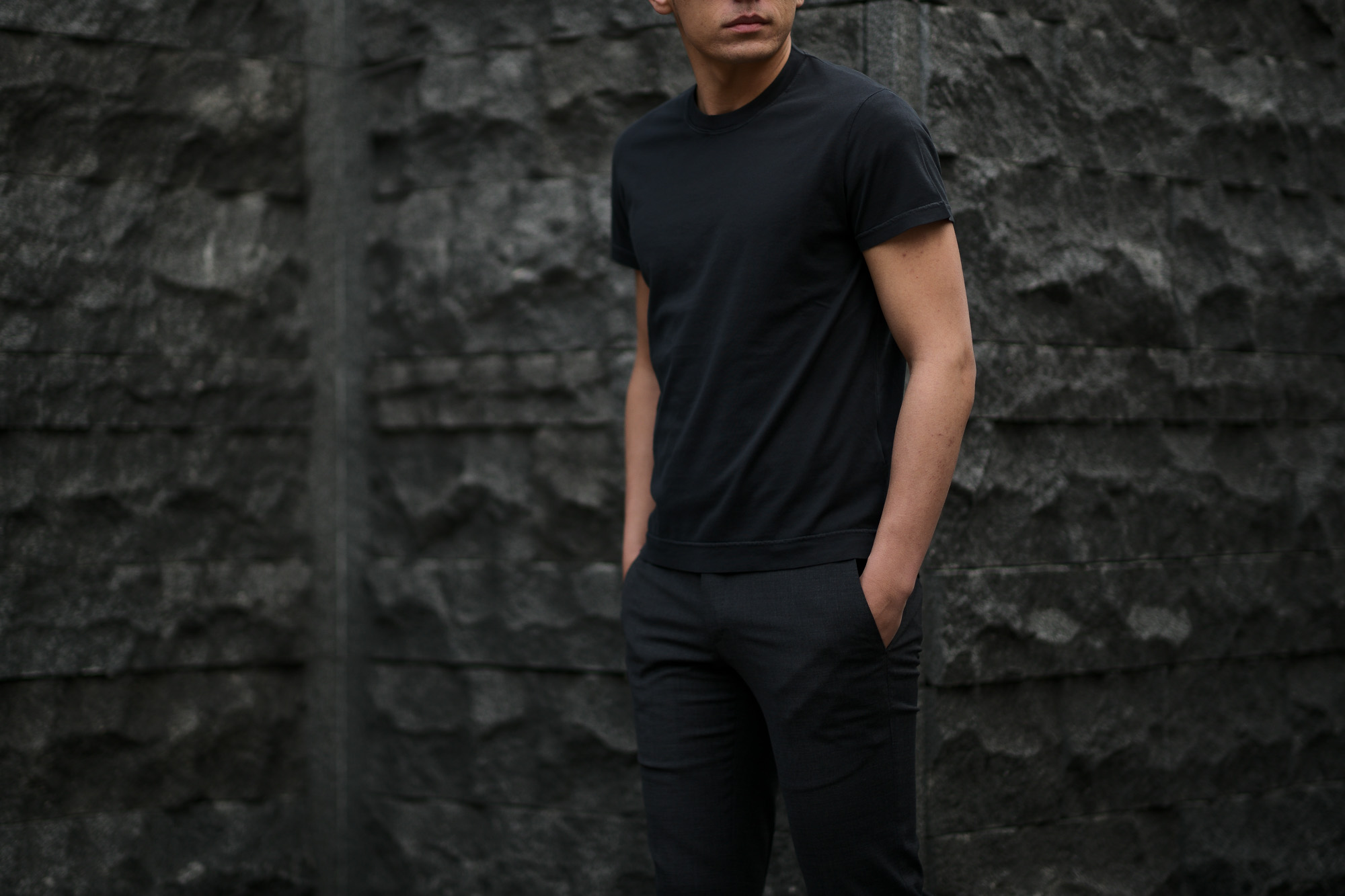 FEDELI (フェデーリ) Crew Neck T-shirt (クルーネック Tシャツ) ギザコットン Tシャツ BLACK (ブラック・36) made in italy (イタリア製) 2019 春夏新作 愛知 名古屋　altoediritto アルトエデリット