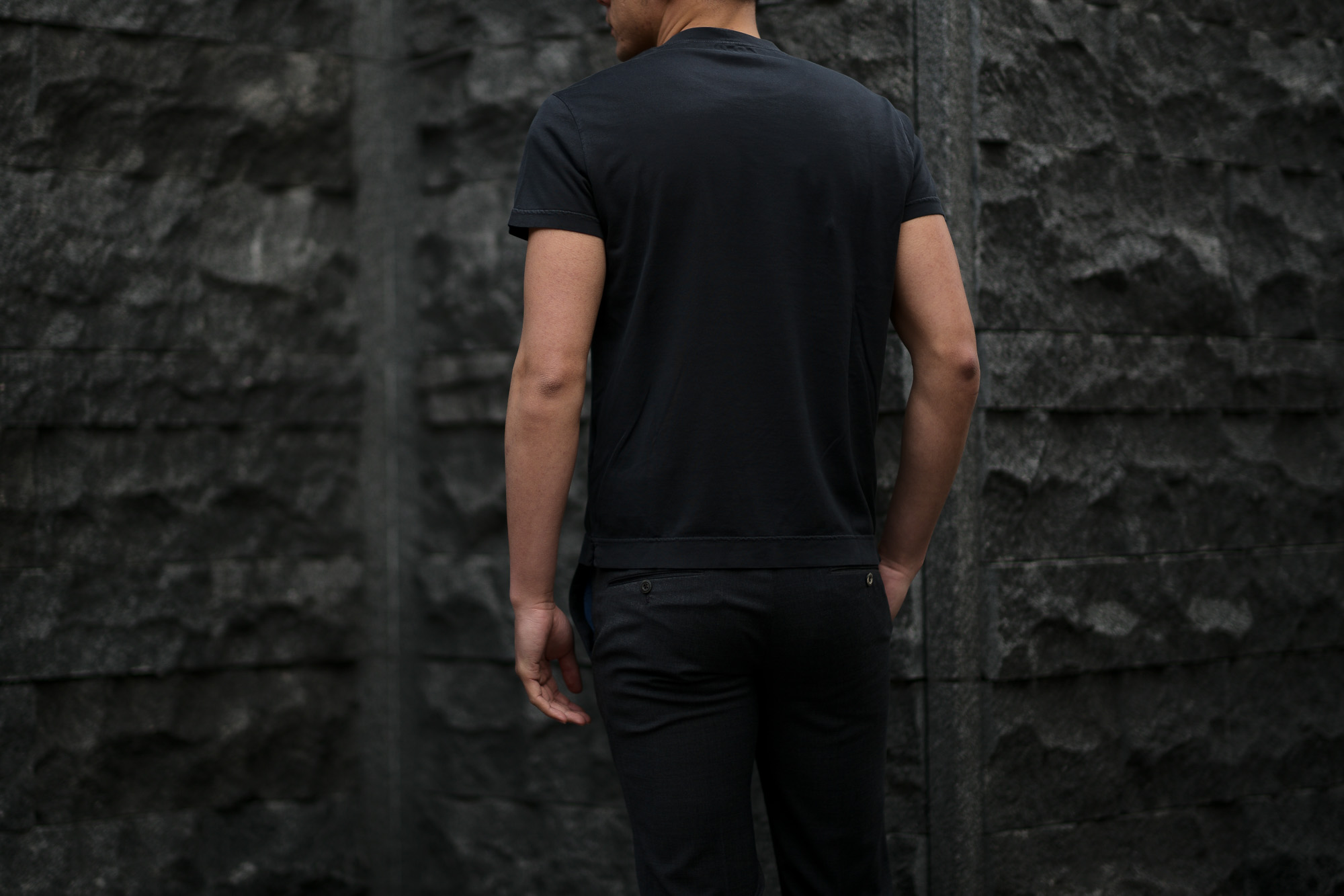 FEDELI (フェデーリ) Crew Neck T-shirt (クルーネック Tシャツ) ギザコットン Tシャツ BLACK (ブラック・36) made in italy (イタリア製) 2019 春夏新作 愛知 名古屋　altoediritto アルトエデリット