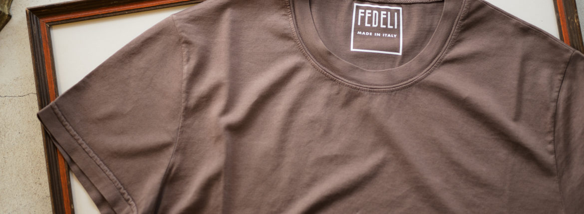 FEDELI (フェデーリ) Crew Neck T-shirt (クルーネック Tシャツ) ギザコットン Tシャツ BROWN (ブラウン・902) made in italy (イタリア製) 2019 春夏新作 愛知 名古屋　altoediritto アルトエデリット