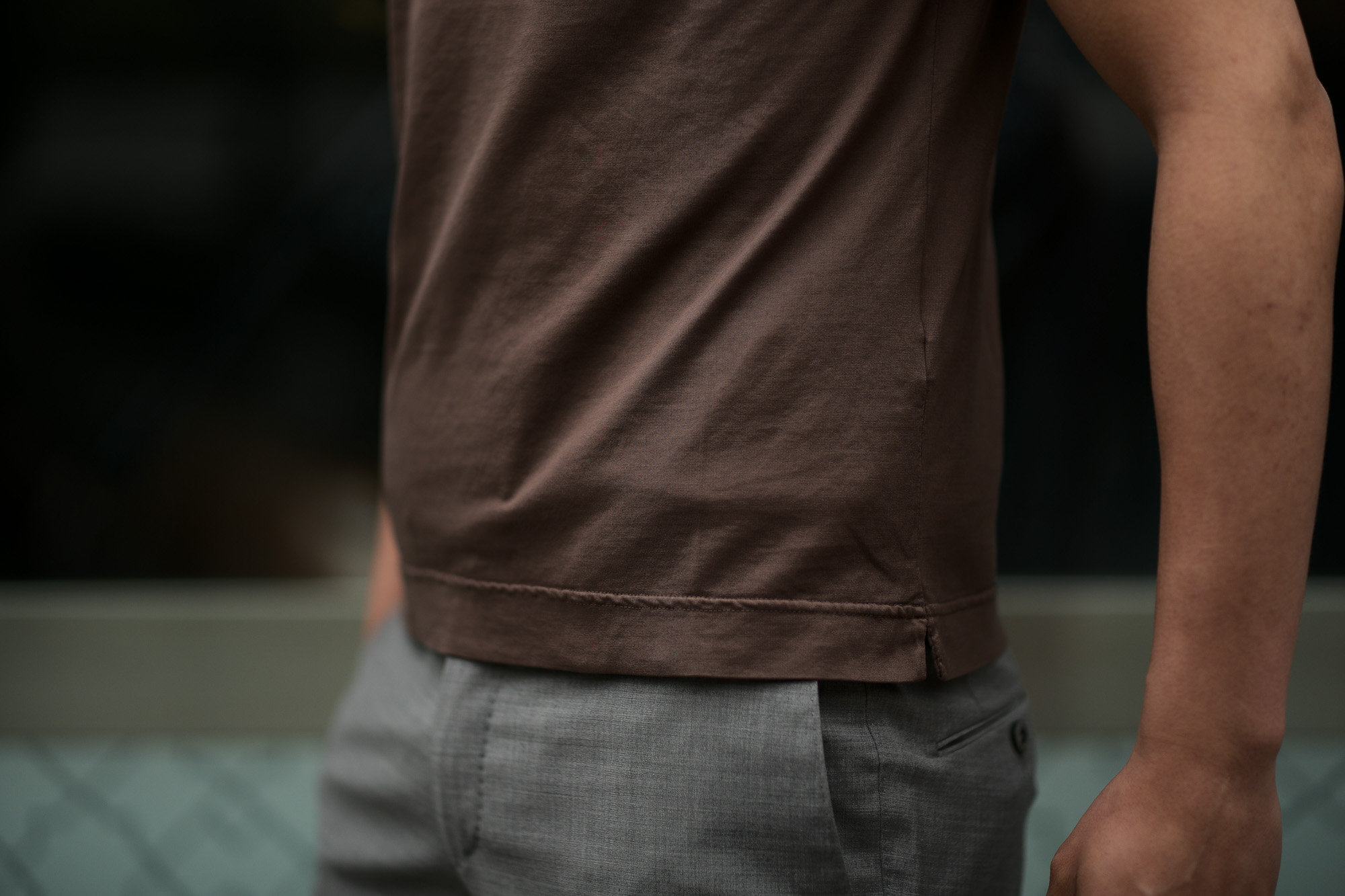 FEDELI (フェデーリ) Crew Neck T-shirt (クルーネック Tシャツ) ギザコットン Tシャツ BROWN (ブラウン・902) made in italy (イタリア製) 2019 春夏新作 愛知 名古屋　altoediritto アルトエデリット