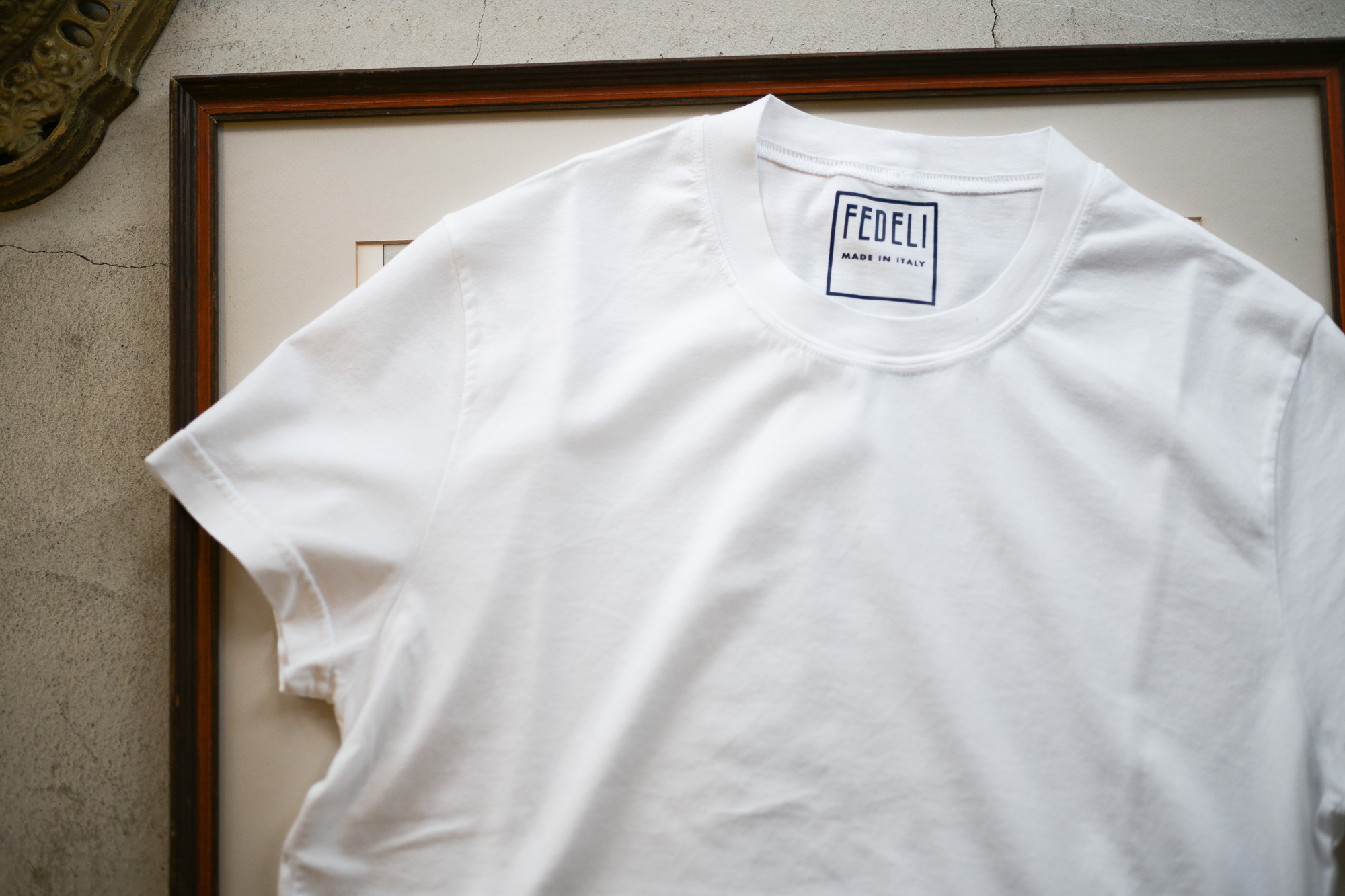 FEDELI (フェデーリ) Crew Neck T-shirt (クルーネック Tシャツ) ギザコットン Tシャツ WHITE (ホワイト・41) made in italy (イタリア製) 2019 春夏新作 愛知 名古屋　altoediritto アルトエデリット