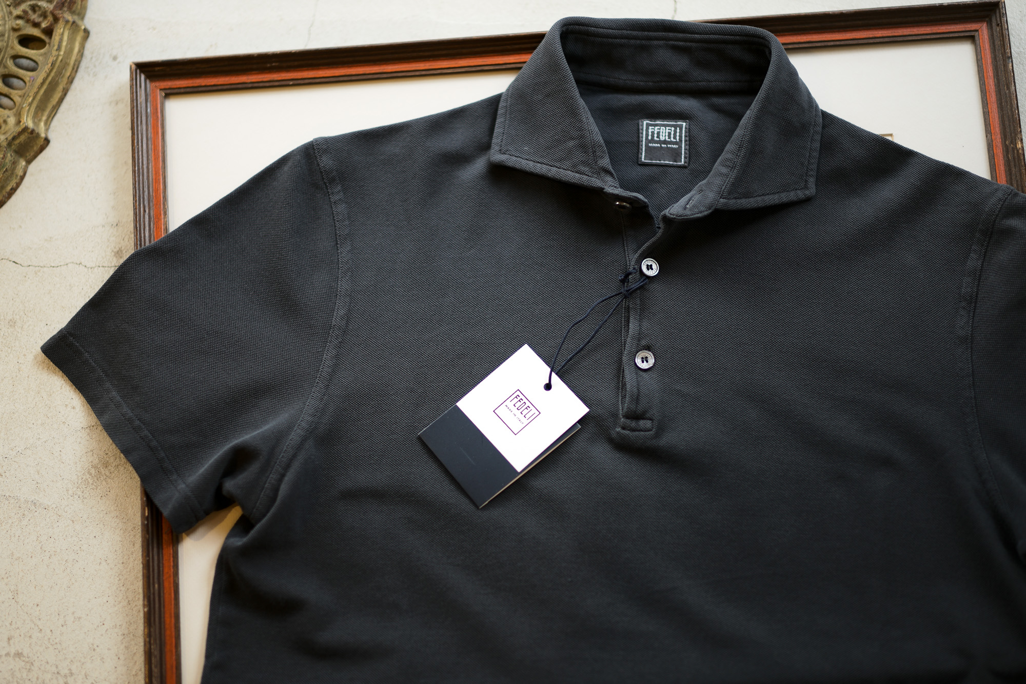 FEDELI (フェデーリ) Piquet Polo Shirt (ピケ ポロシャツ) カノコ ポロシャツ BLACK(ブラック・36) made in italy (イタリア製) 2019 春夏新作 愛知 名古屋 altoediritto アルトエデリット