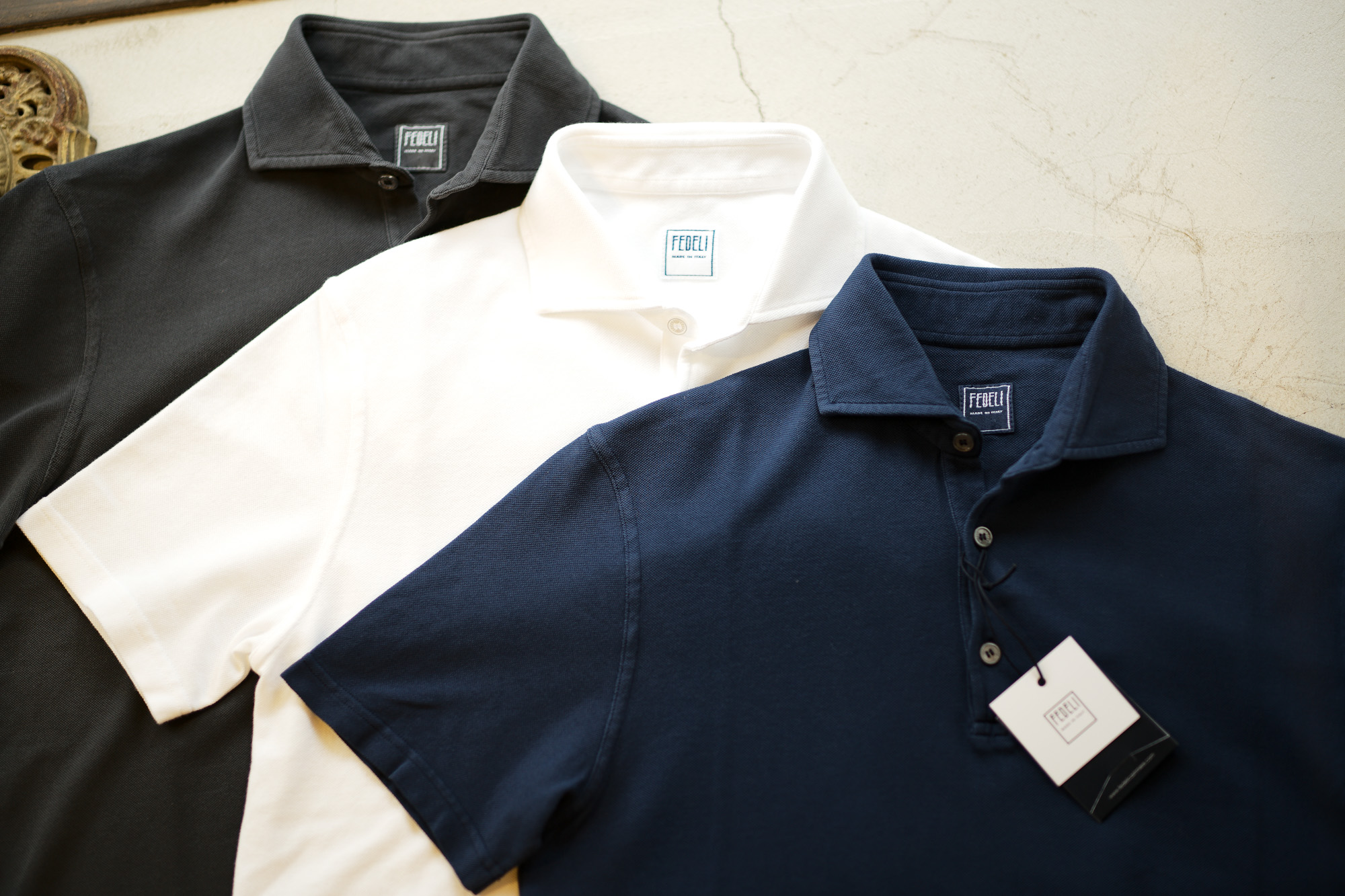 FEDELI (フェデーリ) Piquet Polo Shirt (ピケ ポロシャツ) カノコ ポロシャツ BLACK(ブラック・36),WHITE (ホワイト・41),NAVY(ネイビー・2) made in italy (イタリア製) 2019 春夏新作 愛知 名古屋 altoediritto アルトエデリット