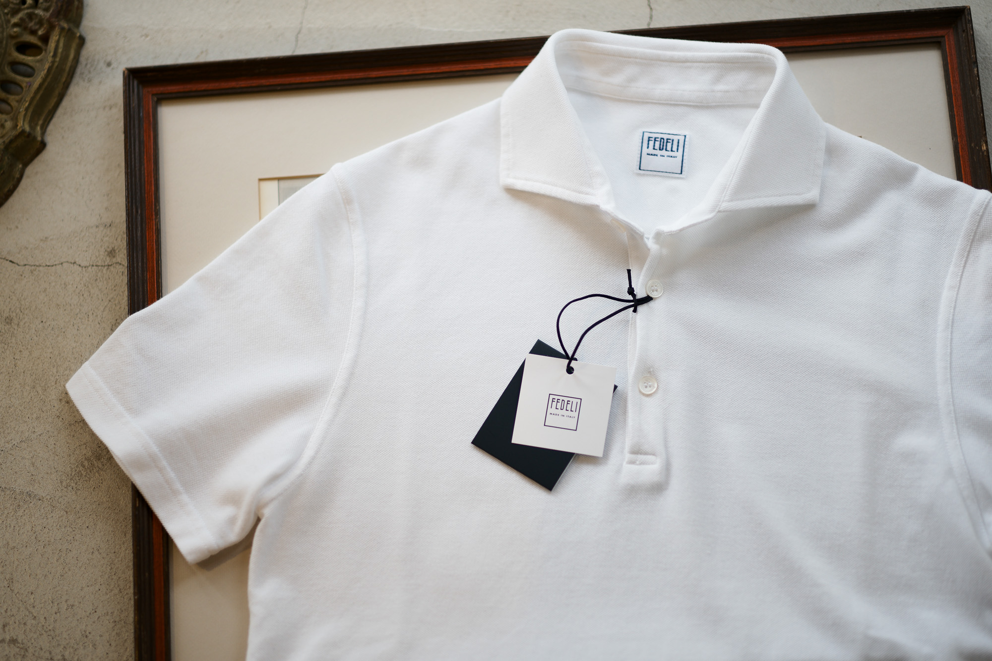 FEDELI (フェデーリ) Piquet Polo Shirt (ピケ ポロシャツ) カノコ ポロシャツ WHITE (ホワイト・41) made in italy (イタリア製) 2019 春夏新作 愛知 名古屋 altoediritto アルトエデリット