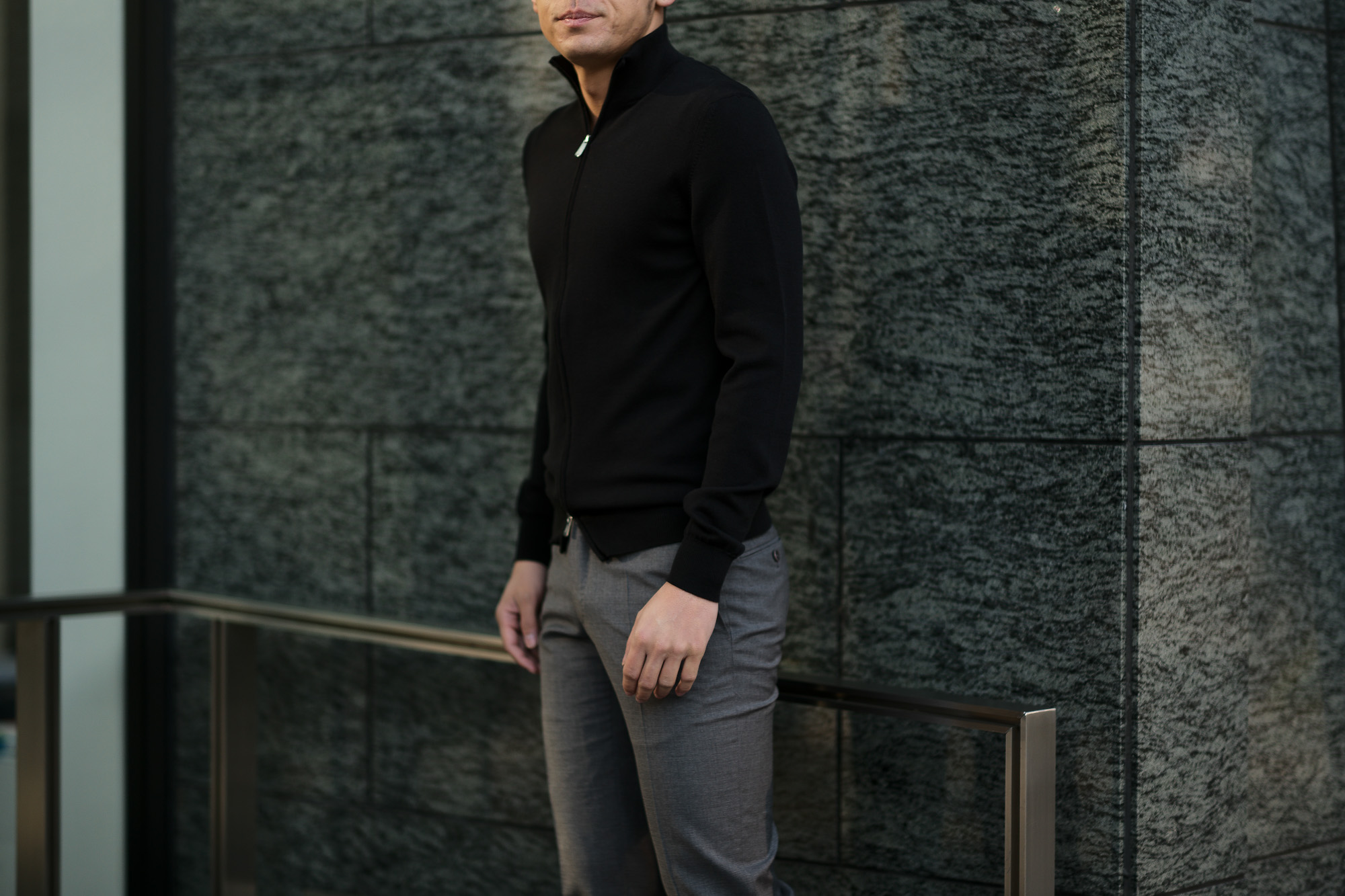 FEDELI (フェデーリ) Zip Up Cardigan (ジップアップ カーディガン) スーピマコットン ニット カーディガン BLACK (ブラック・36) made in italy (イタリア製) 2019 春夏新作 愛知 名古屋 altoediritto アルトエデリット