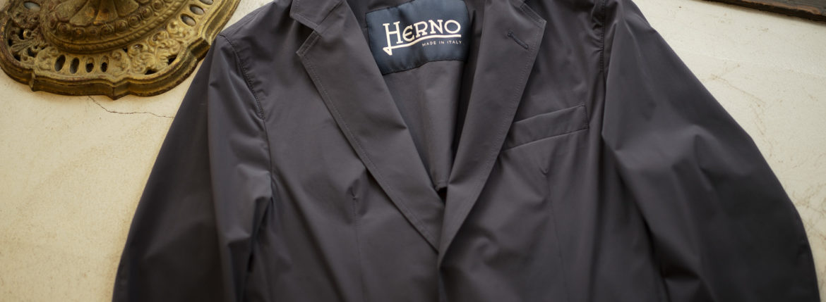 HERNO (ヘルノ) GA0069U Stretch Nylon Jacket (ストレッチ ナイロン ジャケット) 撥水ナイロン 2Bジャケット NAVY (ネイビー・9201) Made in italy (イタリア製) 2019 春夏新作 altoediritto アルトエデリット