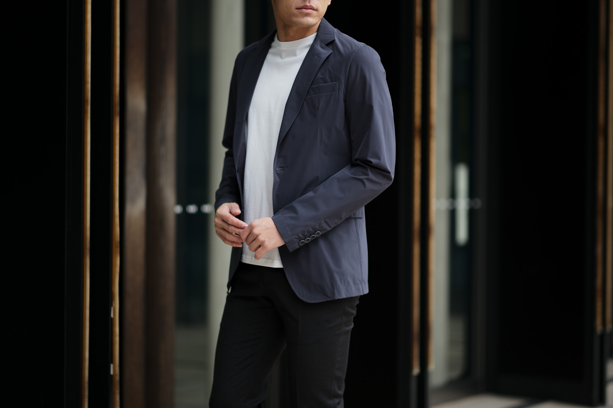 HERNO (ヘルノ) GA0069U Stretch Nylon Jacket (ストレッチ ナイロン ジャケット) 撥水ナイロン 2Bジャケット NAVY (ネイビー・9201) Made in italy (イタリア製) 2019 春夏新作 altoediritto アルトエデリット