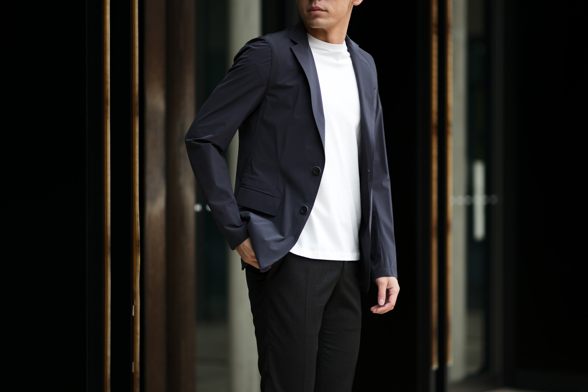 HERNO (ヘルノ) GA0069U Stretch Nylon Jacket (ストレッチ ナイロン ジャケット) 撥水ナイロン 2Bジャケット NAVY (ネイビー・9201) Made in italy (イタリア製) 2019 春夏新作 altoediritto アルトエデリット