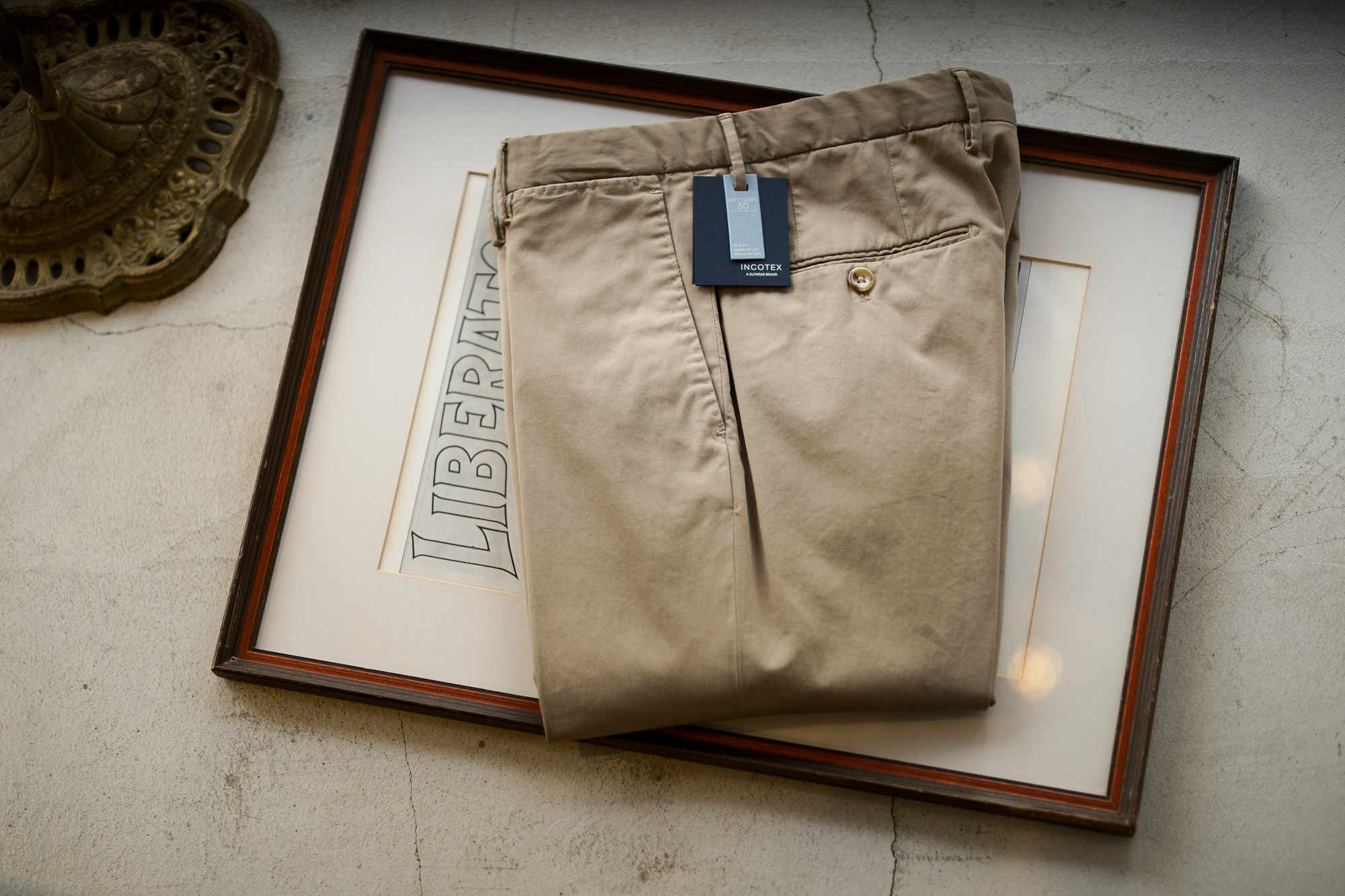 INCOTEX (インコテックス) N35 SLIM FIT (1NGW35) HIGH COMFORT ROYAL BATAVIA コットン ストレッチ スラックス BEIGE (ベージュ・406) 2019 春夏新作 愛知 名古屋 altoediritto アルトエデリット チノパンツ チノスラックス