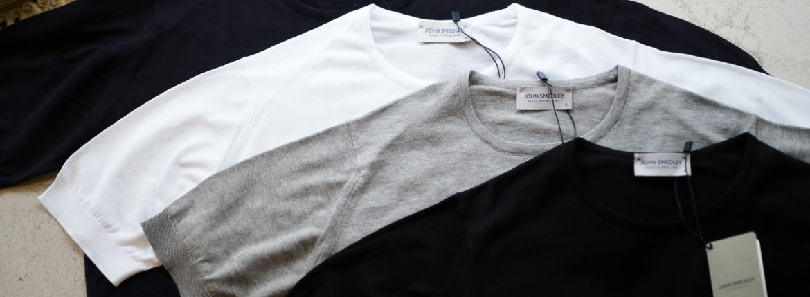 JOHN SMEDLEY (ジョンスメドレー) BELDEN (ベルデン) SEA ISLAND COTTON (シーアイランドコットン) ショートスリーブ コットンニット Tシャツ NAVY (ネイビー) , WHITE (ホワイト) , SILVER (シルバー) , BLACK(ブラック) Made in England (イギリス製) 2019 春夏新作 johnsmedley 愛知 名古屋 altoediritto アルトエデリット