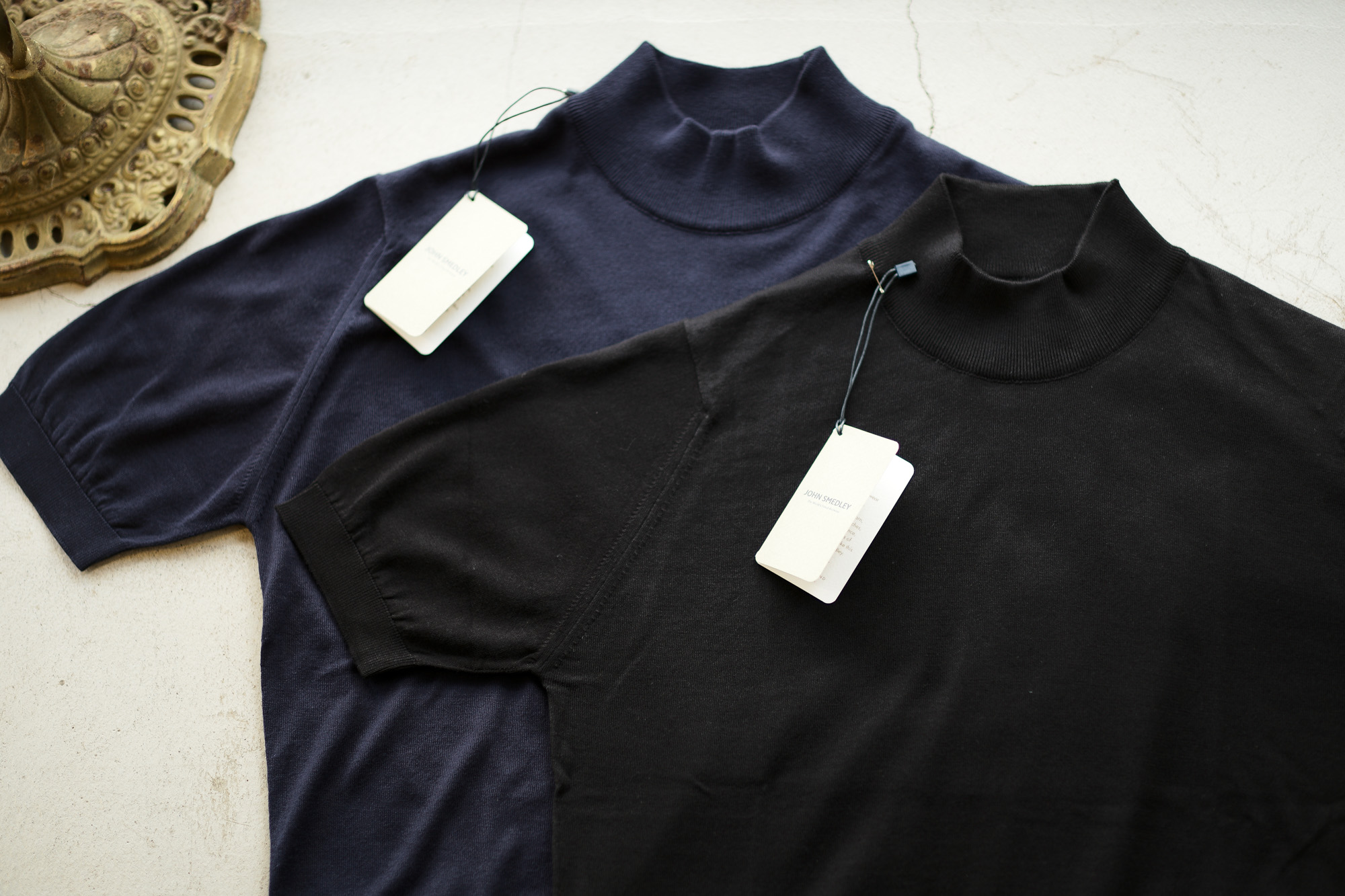 JOHN SMEDLEY (ジョンスメドレー) S3813 Mock neck T-shirt SEA ISLAND COTTON (シーアイランドコットン) コットンニット モックネック Tシャツ NAVY (ネイビー) , BLACK (ブラック) Made in England (イギリス製) 2019 春夏新作 johnsmedley 愛知 名古屋 altoediritto アルトエデリット