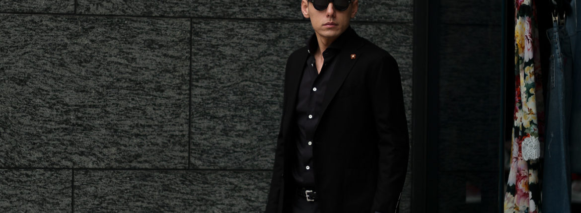 LARDINI (ラルディーニ) Cotton Jersey Jacket (コットン ジャージー ジャケット) LoroPiana (ロロピアーナ) ジャージ ジャケット BLACK (ブラック・7) made in italy (イタリア製) 2019 春夏新作 愛知 名古屋 alto e diritto altoediritto アルトエデリット