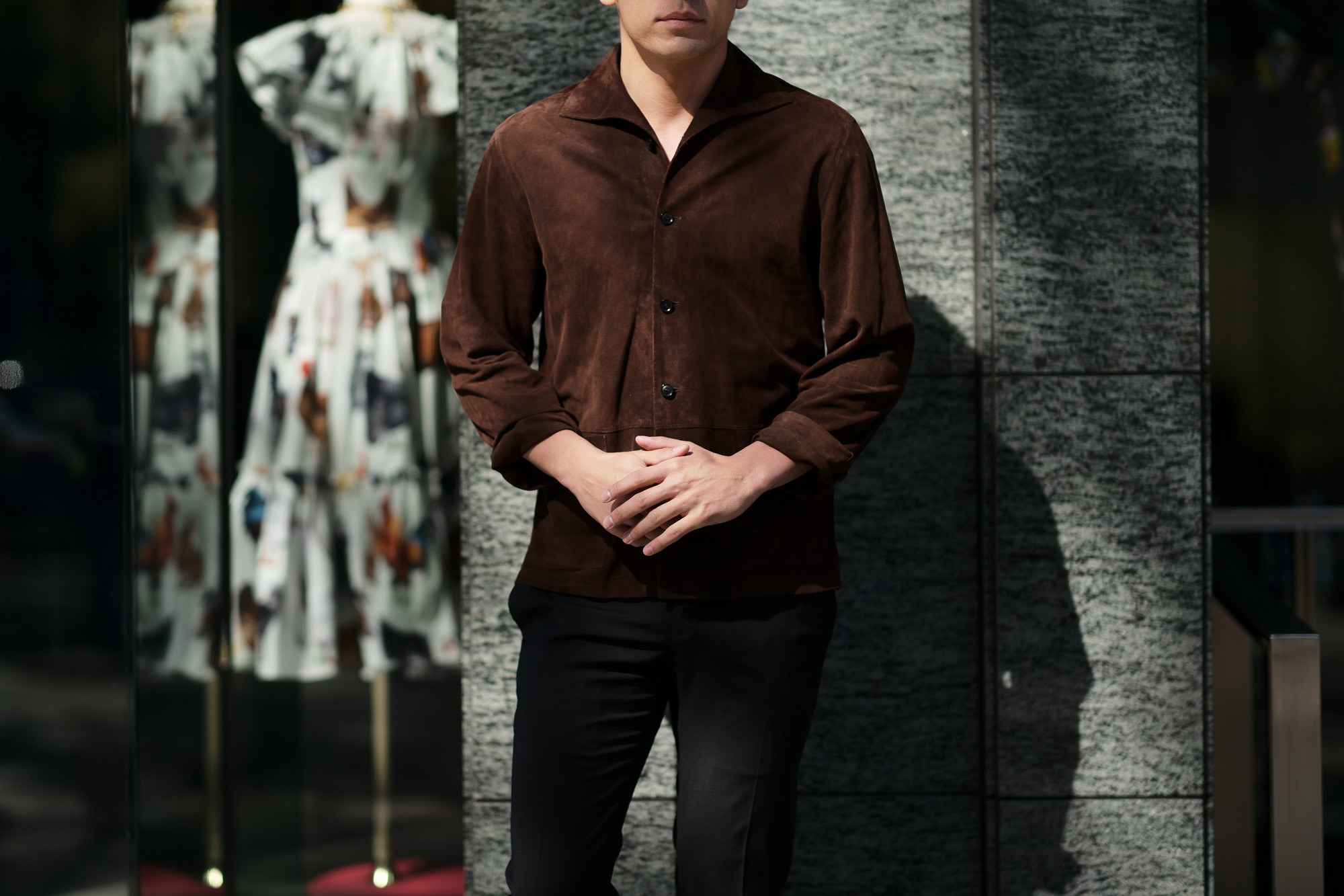 Alfredo Rifugio (アルフレード リフージオ) SS326 CAMOSCIO Summer Suede Leather Shirts サマースウェード レザーシャツ BROWN (ブラウン) made in italy (イタリア製) 2019 春夏新作 alfredorifujio アルフレードリフージオ 愛知 名古屋 Alto e Diritto アルト エ デリット alto e diritto アルトエデリット レザージャケット 素肌にレザー 42,44,46,48,50,52