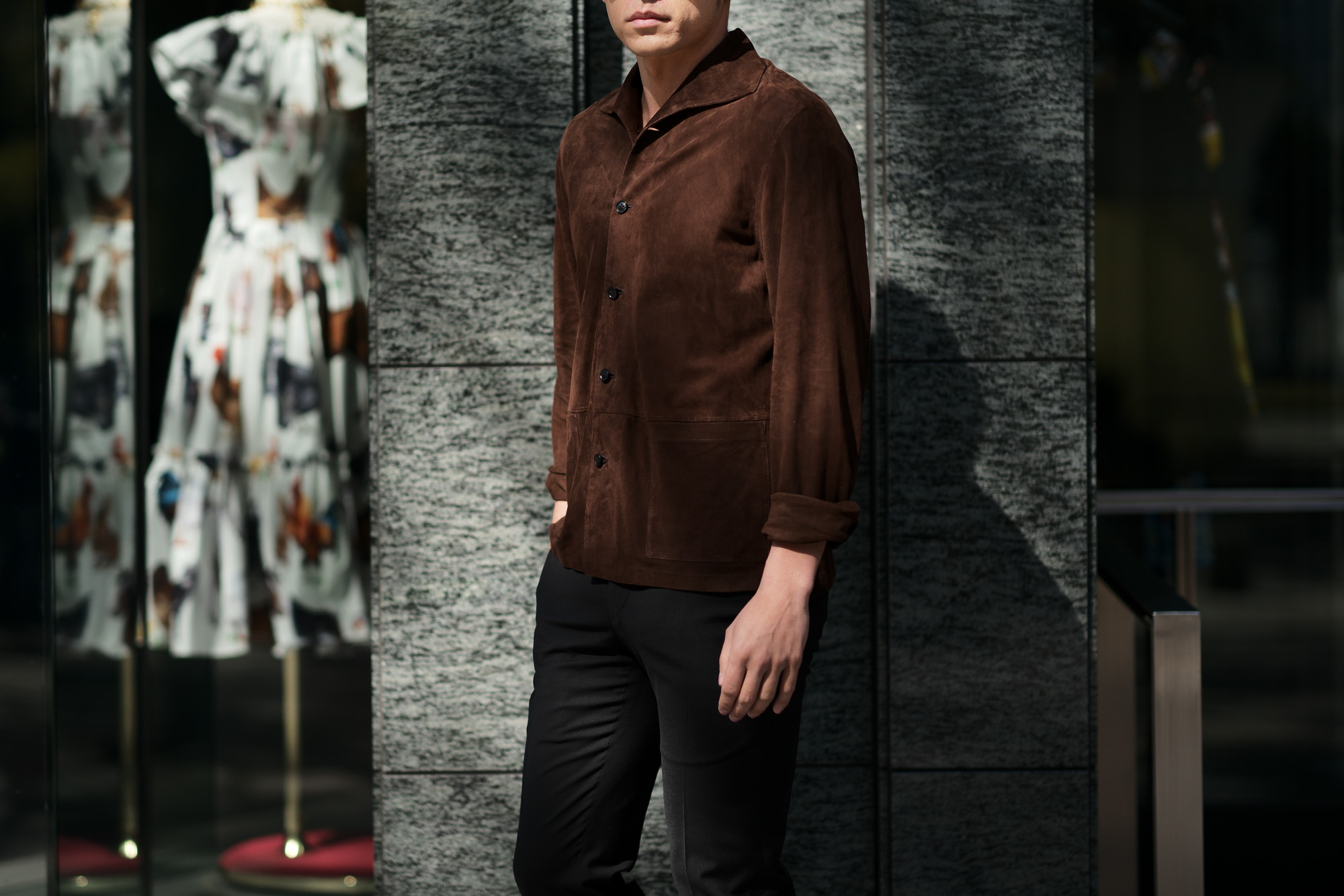 Alfredo Rifugio (アルフレード リフージオ) SS326 CAMOSCIO Summer Suede Leather Shirts サマースウェード レザーシャツ BROWN (ブラウン) made in italy (イタリア製) 2019 春夏新作 alfredorifujio アルフレードリフージオ 愛知 名古屋 Alto e Diritto アルト エ デリット alto e diritto アルトエデリット レザージャケット 素肌にレザー 42,44,46,48,50,52