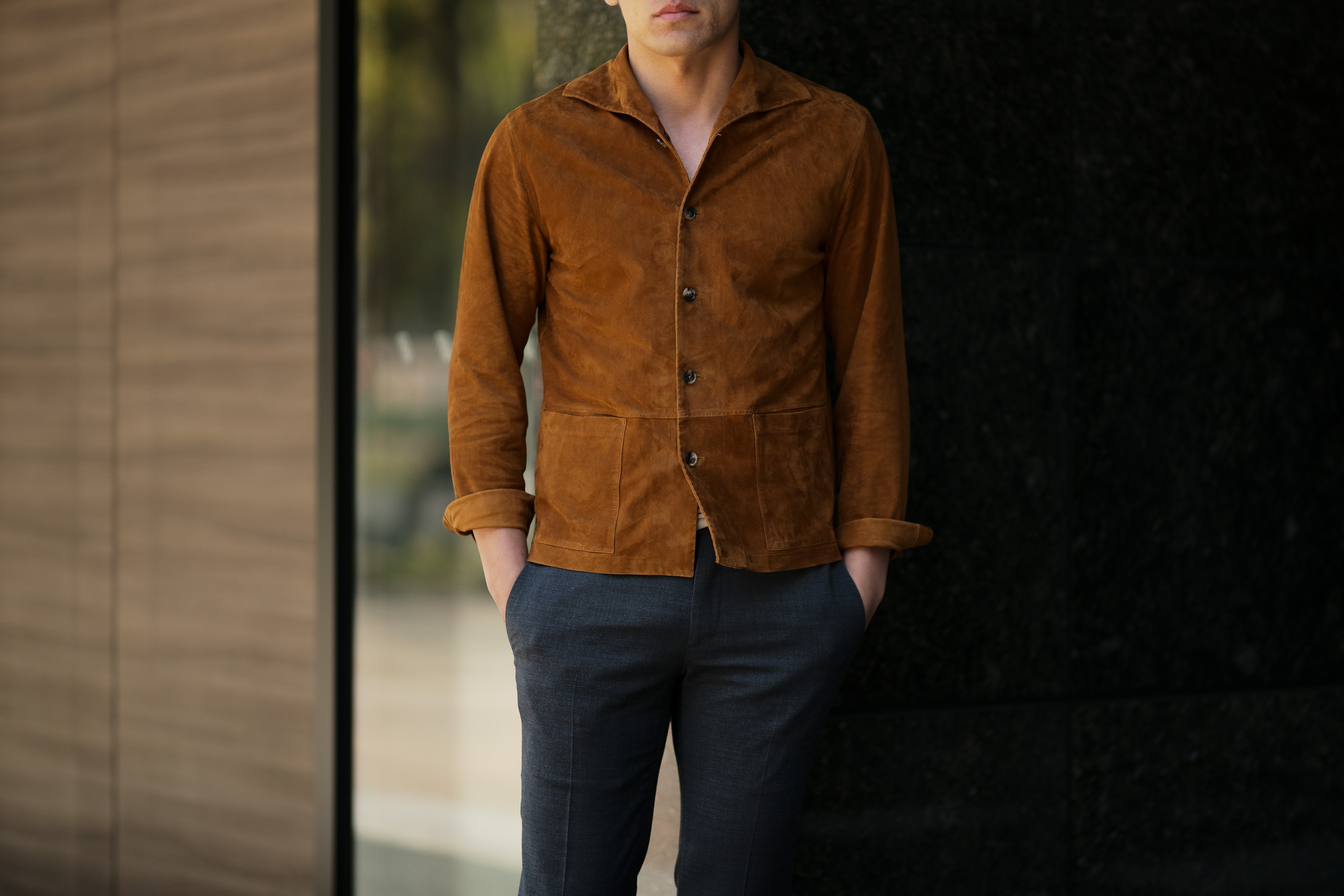 Alfredo Rifugio (アルフレード リフージオ) SS326 CAMOSCIO Summer Suede Leather Shirts サマースウェード レザーシャツ CAMEL (キャメル) made in italy (イタリア製) 2019 春夏新作 　alfredorifujio アルフレードリフージオ 愛知 名古屋 Alto e Diritto アルト エ デリット alto e diritto アルトエデリット レザージャケット 素肌にレザー 42,44,46,48,50,52