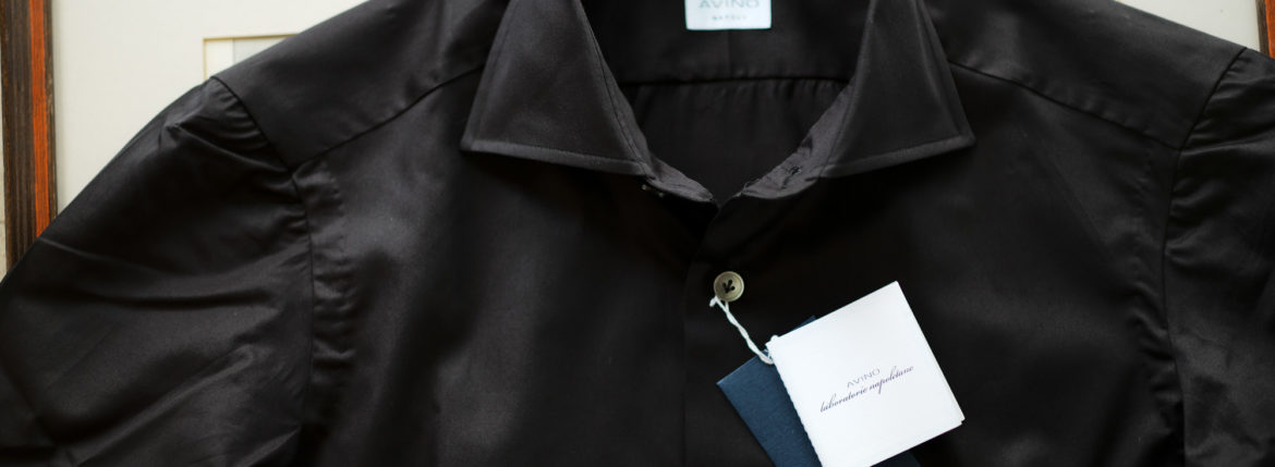 AVINO(アヴィーノ) Poplin Dress Shirts コットン ブロード ポプリン ドレスシャツ BLACK(ブラック) made in italy (イタリア製) 2019 秋冬 【ご予約受付中】愛知 名古屋 altoediritto アルトエデリット