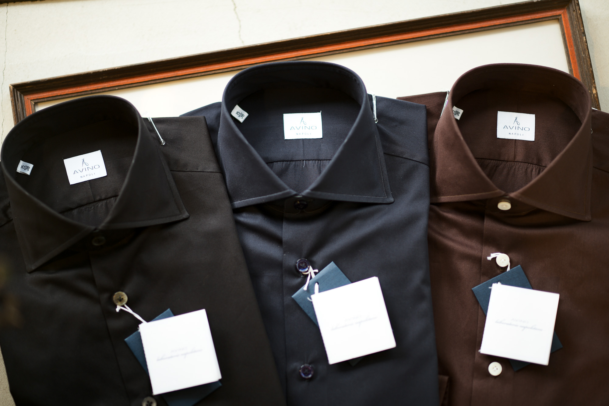 AVINO(アヴィーノ) Poplin Dress Shirts コットン ブロード ポプリン ドレスシャツ BLACK(ブラック),NAVY(ネイビー),BROWN(ブラウン), made in italy (イタリア製) 2019 秋冬 愛知 名古屋 altoediritto アルトエデリット