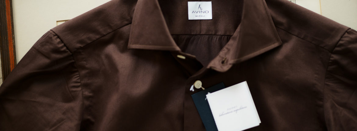 AVINO(アヴィーノ) Poplin Dress Shirts コットン ブロード ポプリン ドレスシャツ BROWN(ブラウン) made in italy (イタリア製) 2019 秋冬 愛知 名古屋 altoediritto アルトエデリット